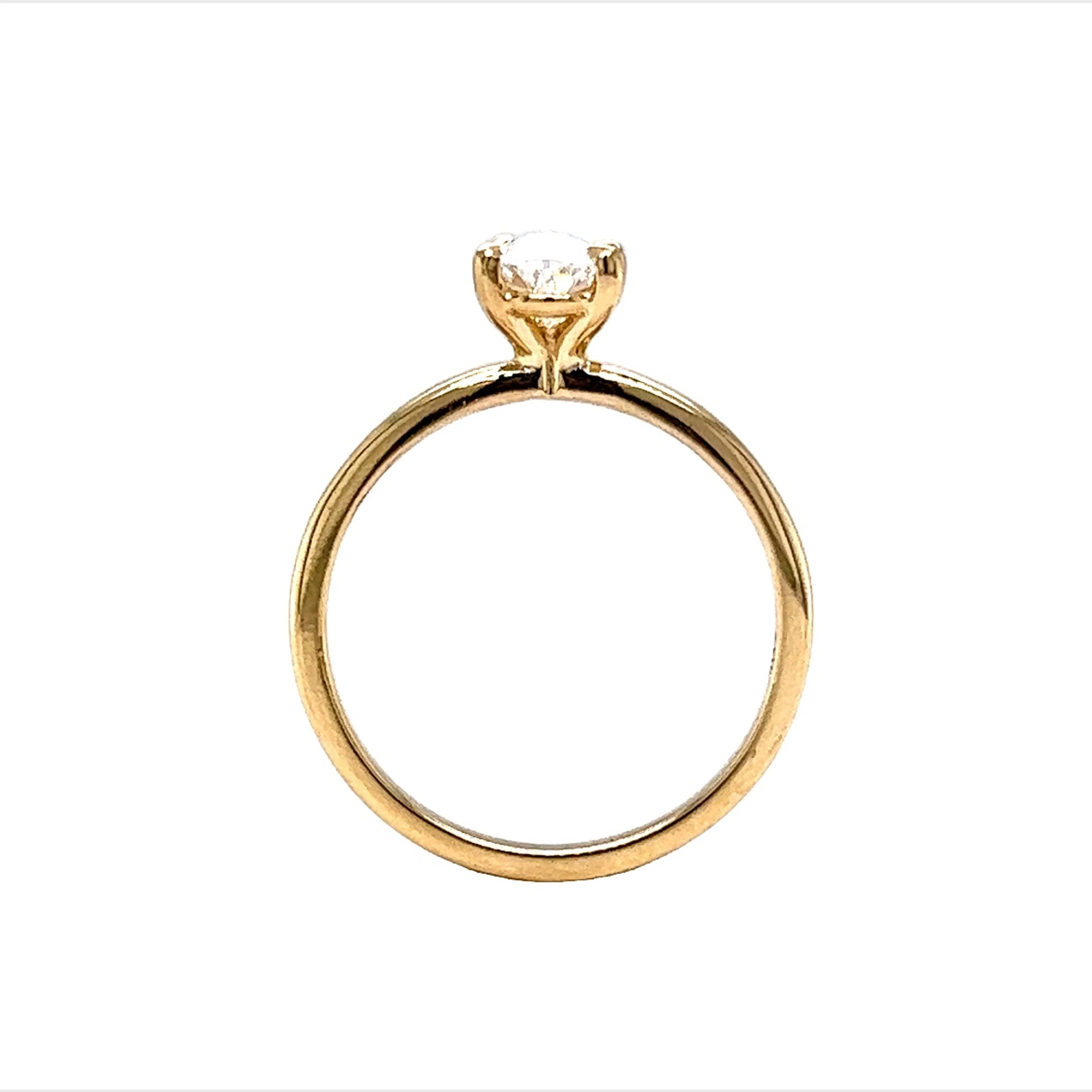 .98 Faceted Oval Cut Diamond Engagement Ring in 14k Yellow Gold - Image 4