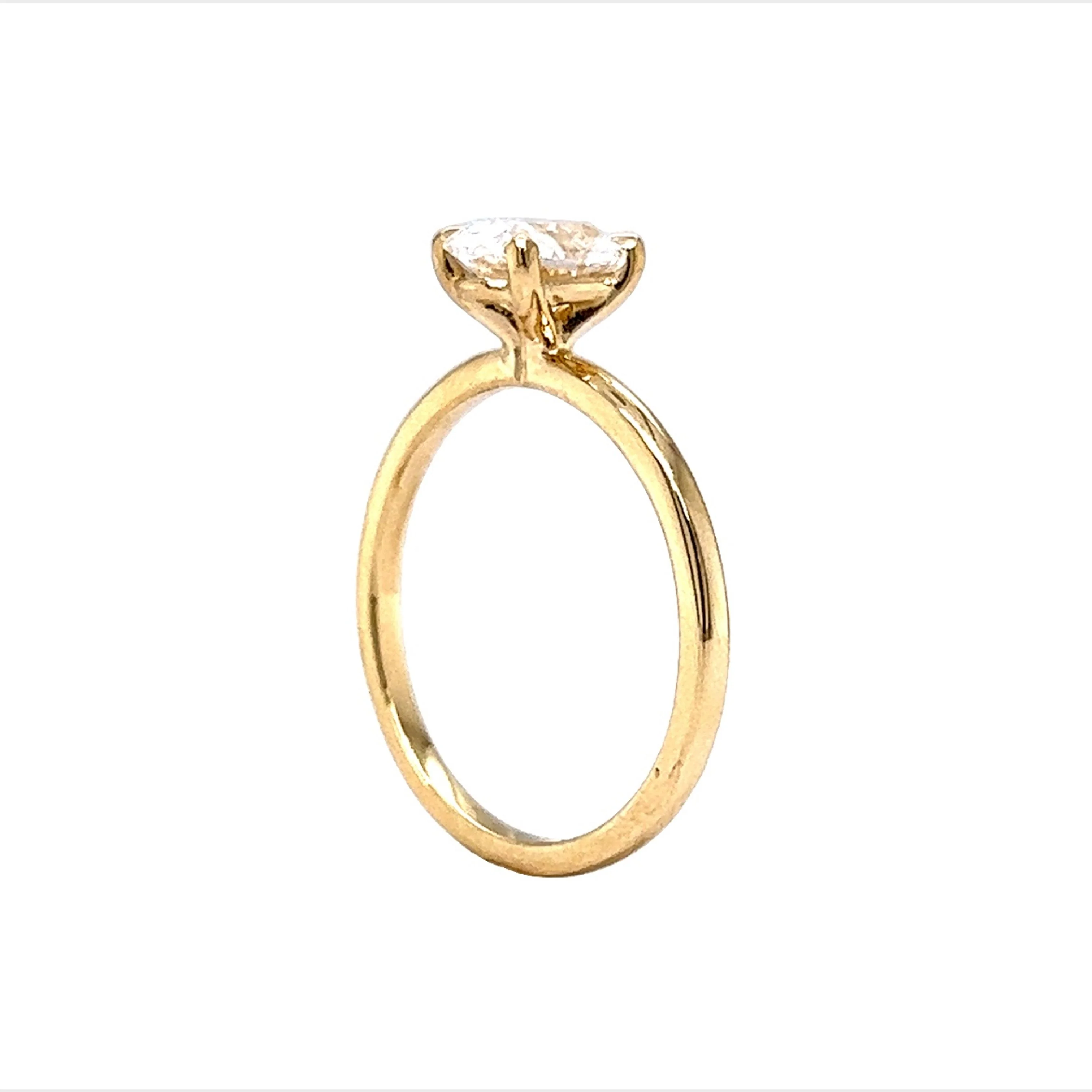 .98 Faceted Oval Cut Diamond Engagement Ring in 14k Yellow Gold - Image 5