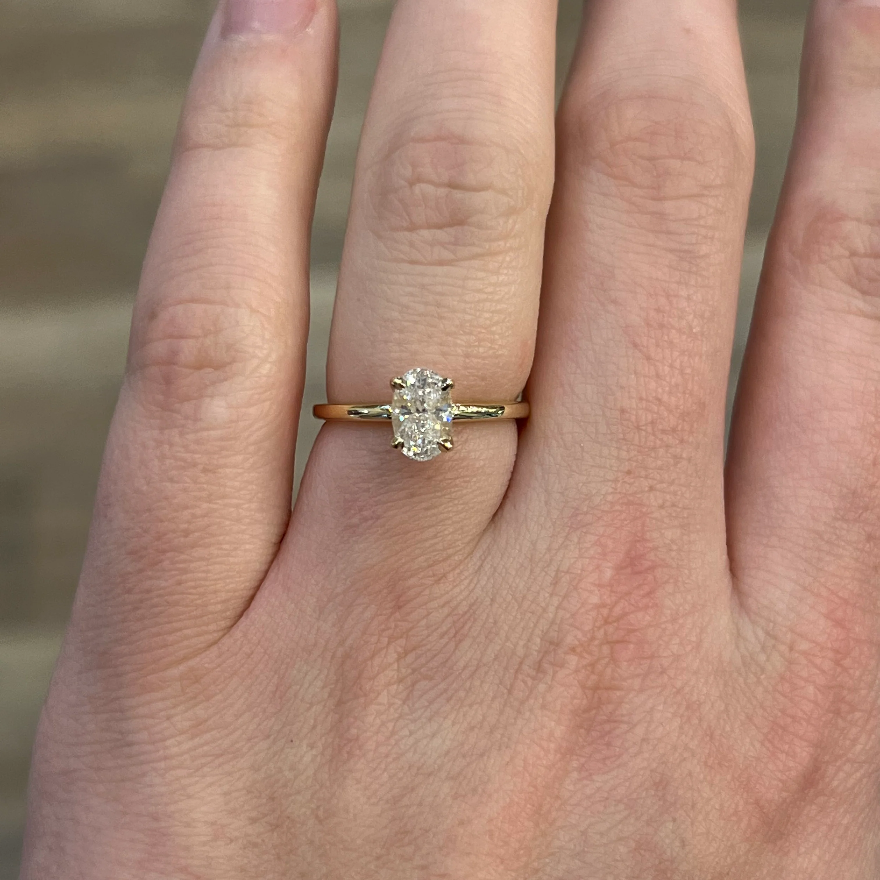 .98 Faceted Oval Cut Diamond Engagement Ring in 14k Yellow Gold - Image 6