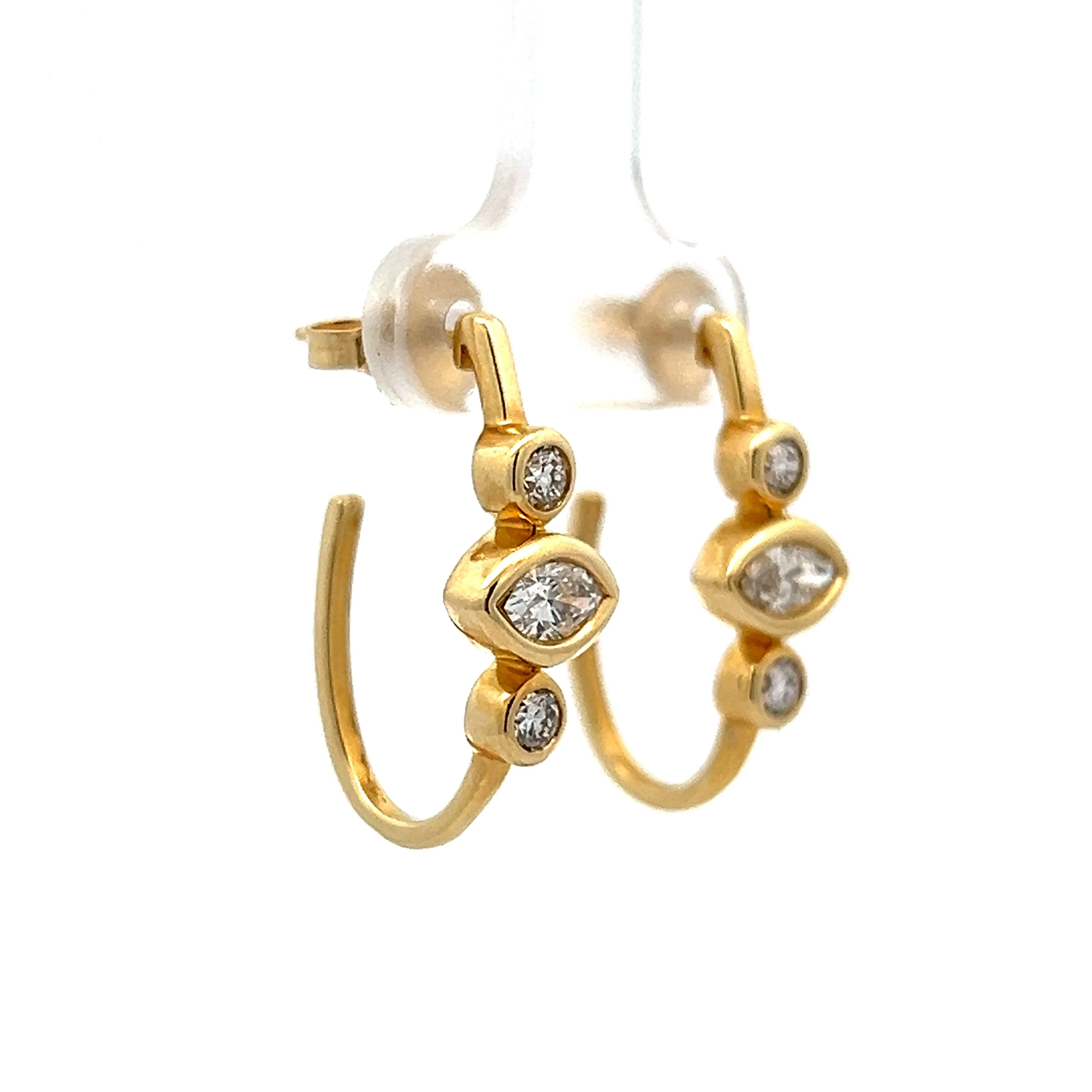 .98 Marquise & Round Diamond Hoop Earrings in 14k - Image 3