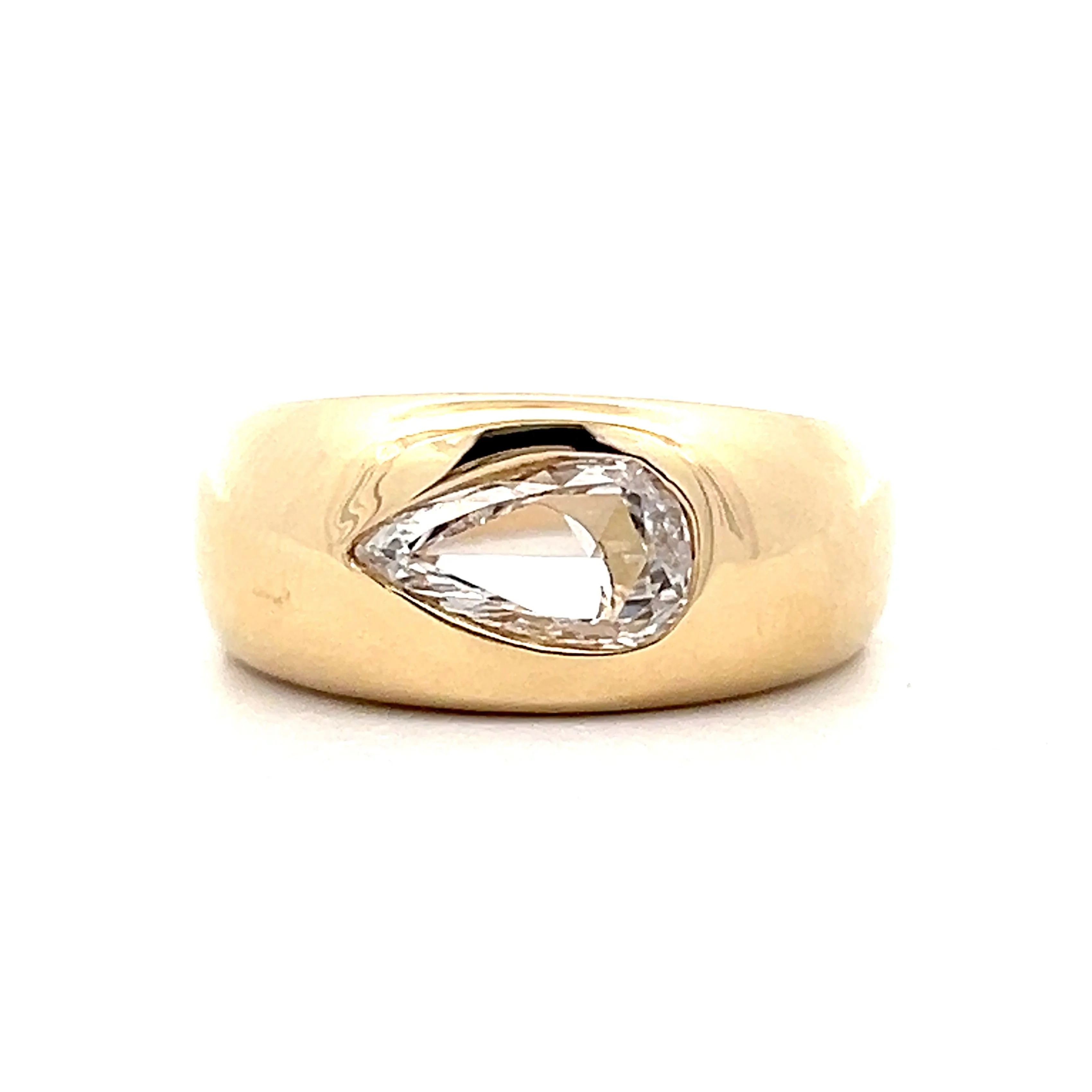 .98 Pear Shaped Rose Cut Diamond Ring in 18k