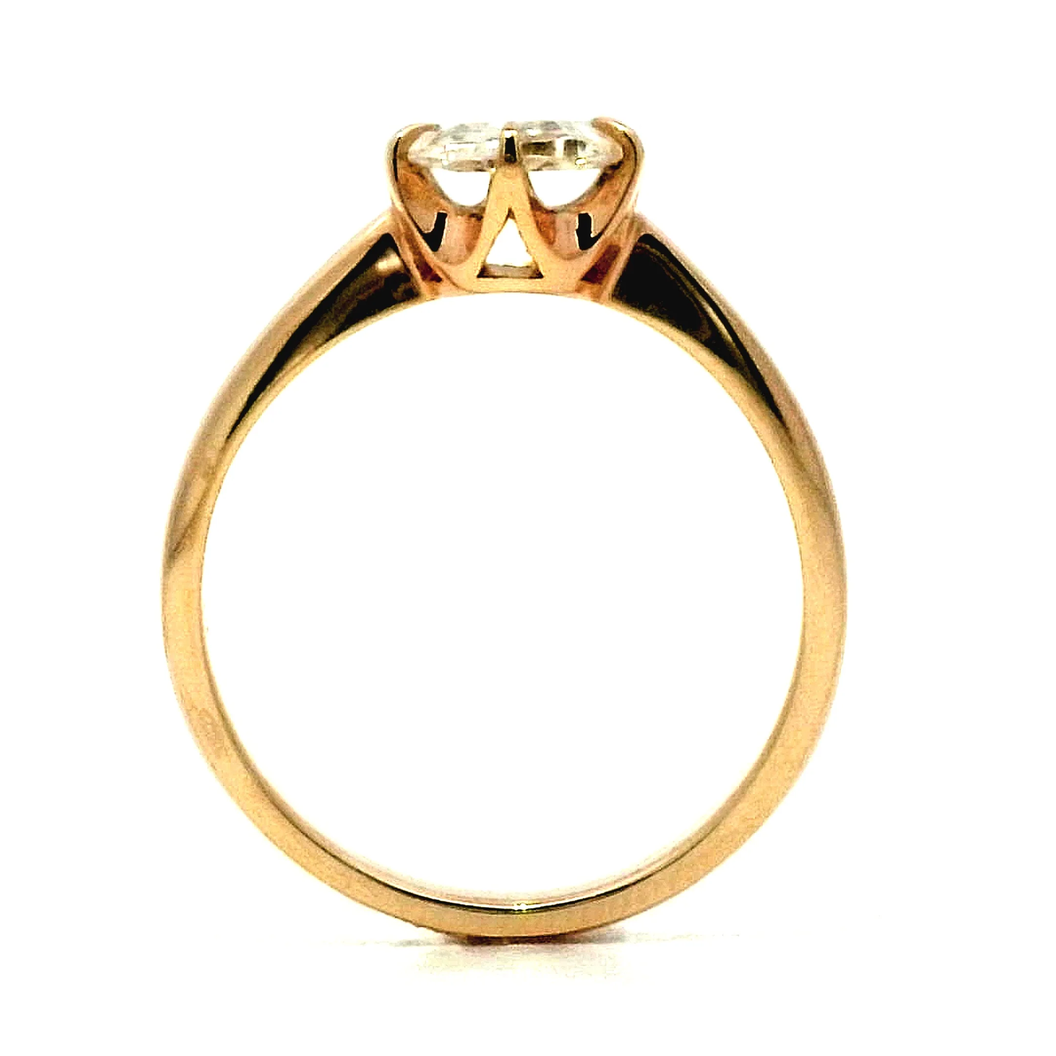 .98 Rose Cut Diamond Solitaire Engagement Ring in 14k Yellow Gold - Image 4