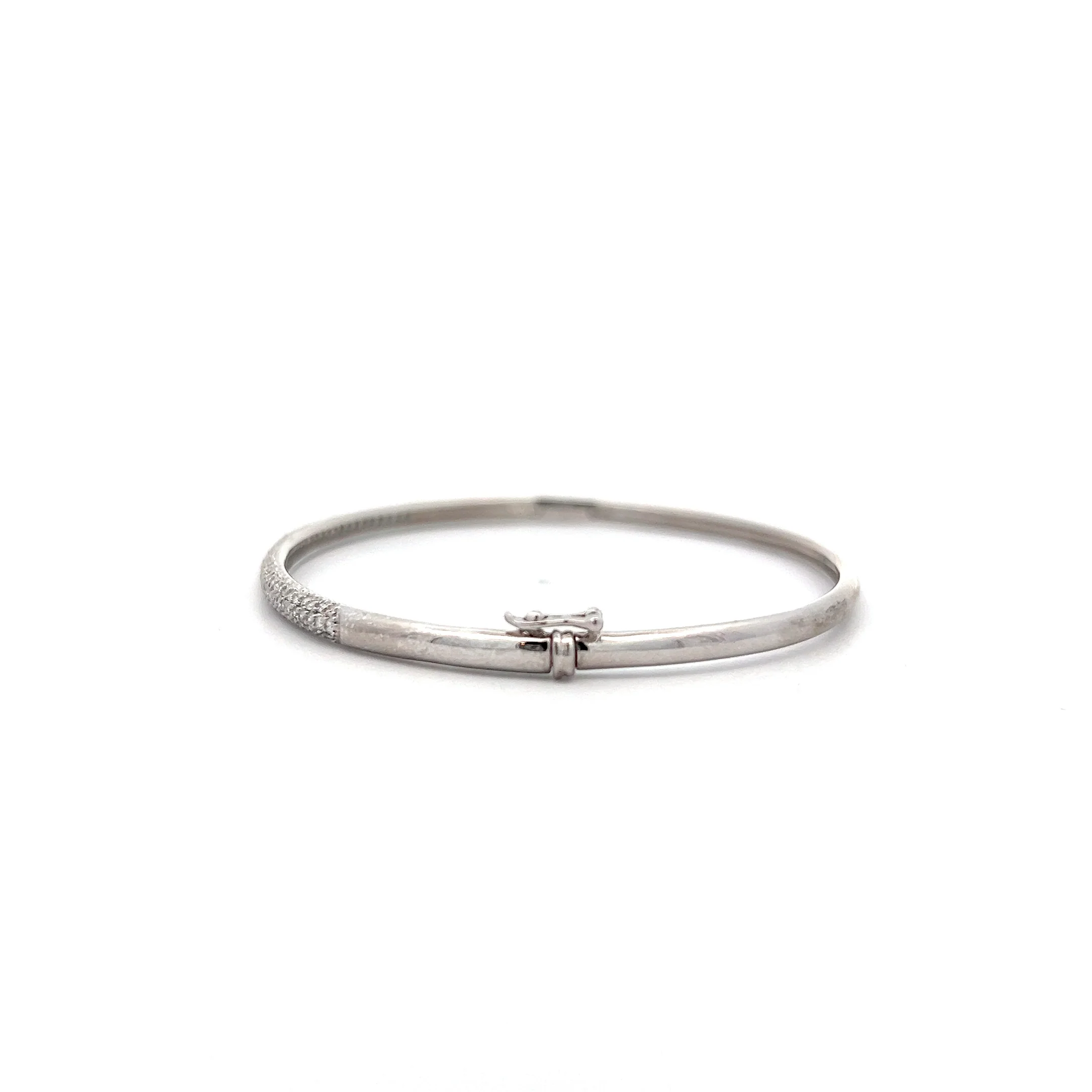 .98 Round Brilliant Diamond Bangle Bracelet in 14k - Image 4