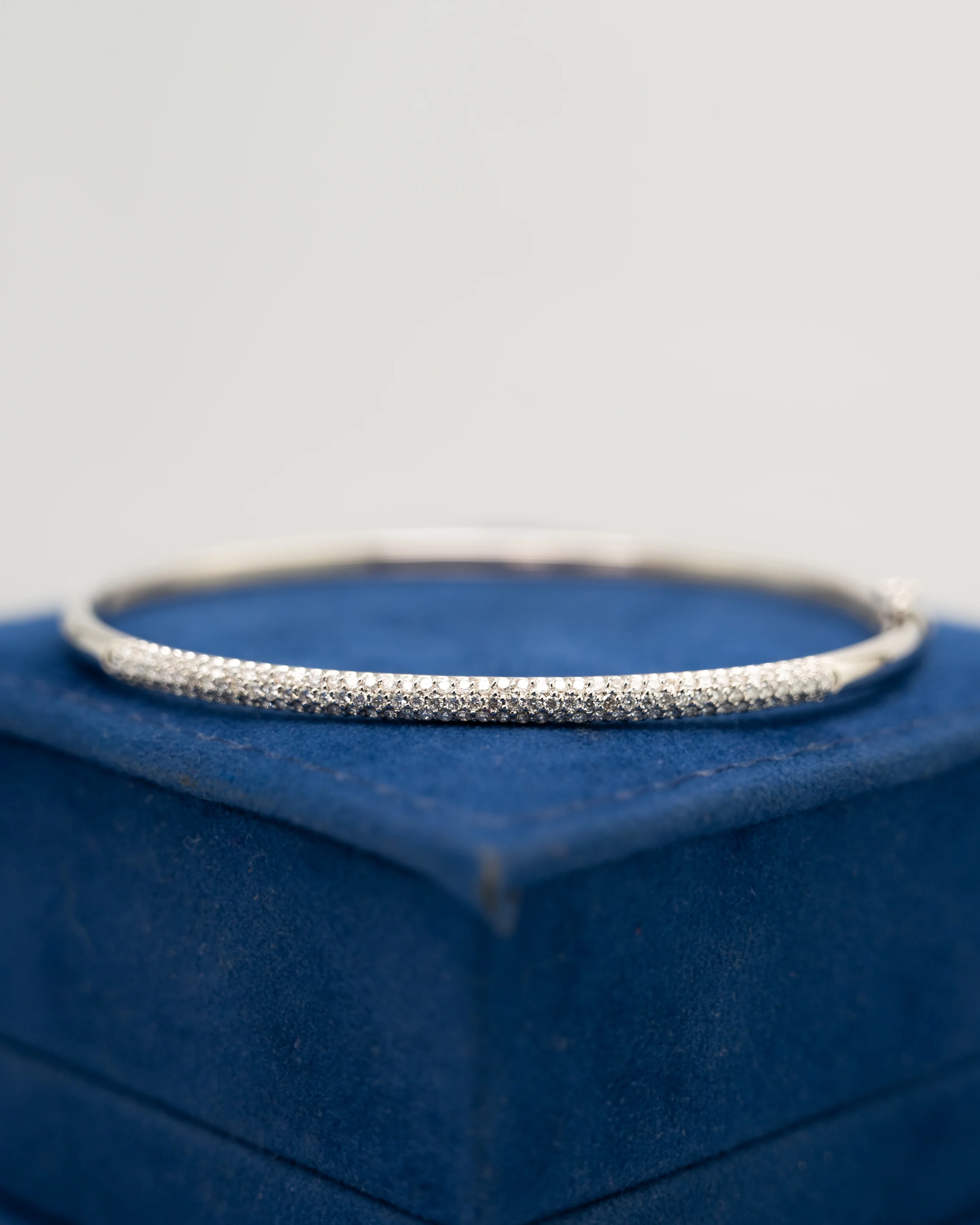 .98 Round Brilliant Diamond Bangle Bracelet in 14k - Image 5