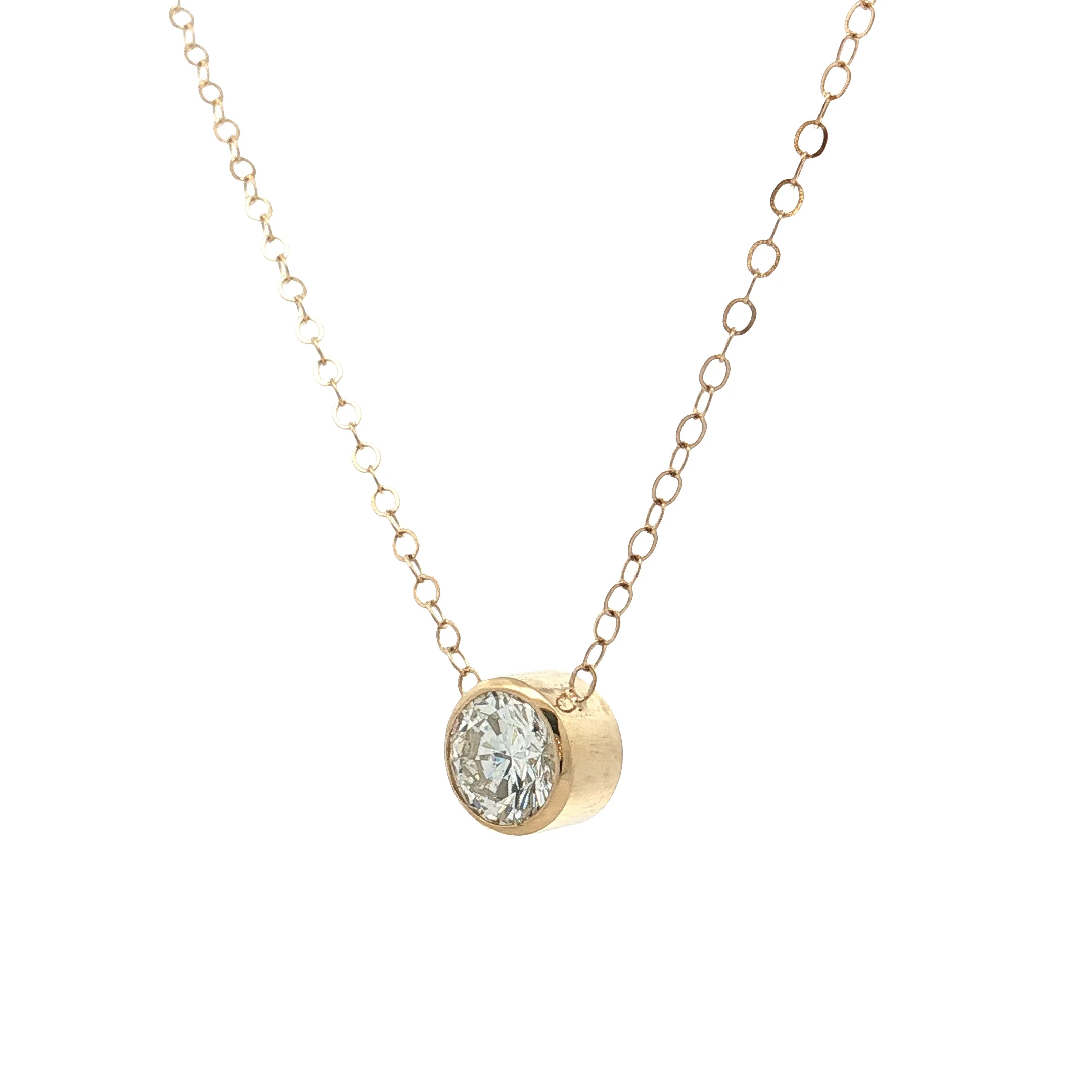 .98 Round Brilliant Diamond Solitaire Necklace 14k - Image 2