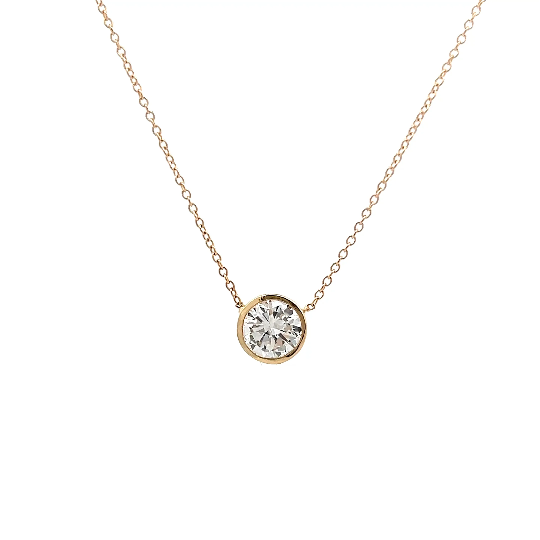 .98 Transitional Cut Diamond Pendant Necklace in 14k
