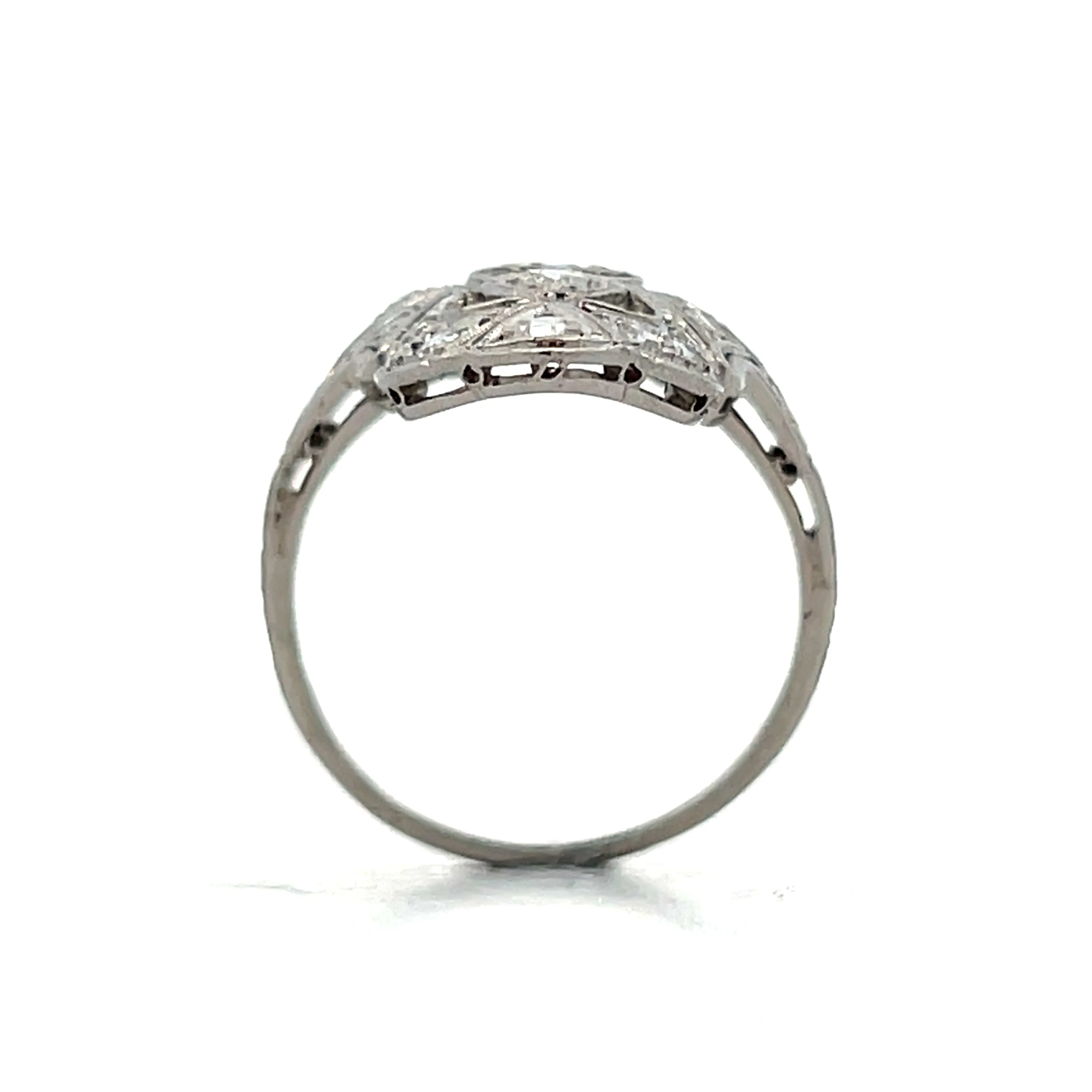 .98 Vintage Art Deco Diamond Dinner Ring in Platinum - Image 4