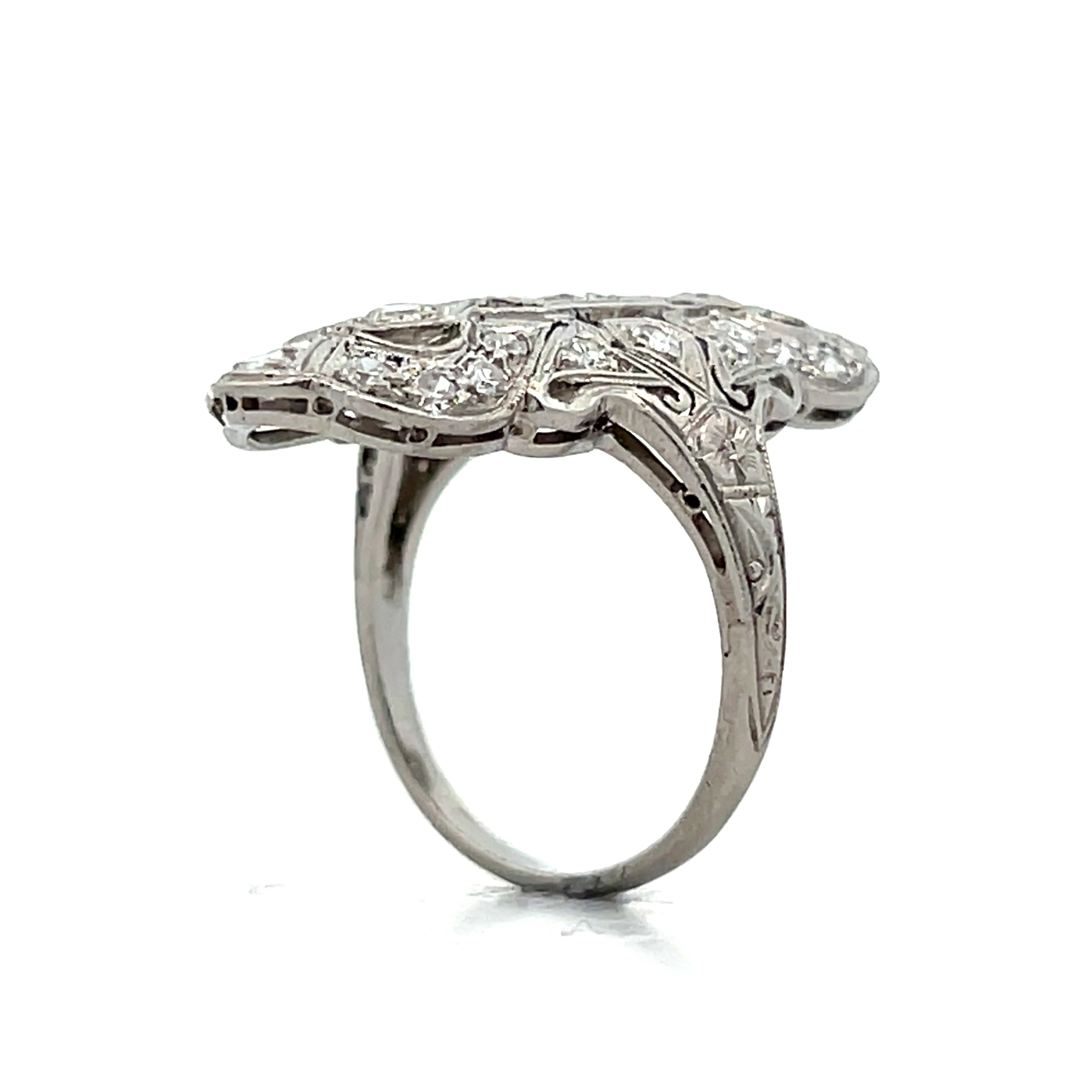 .98 Vintage Art Deco Diamond Dinner Ring in Platinum - Image 5