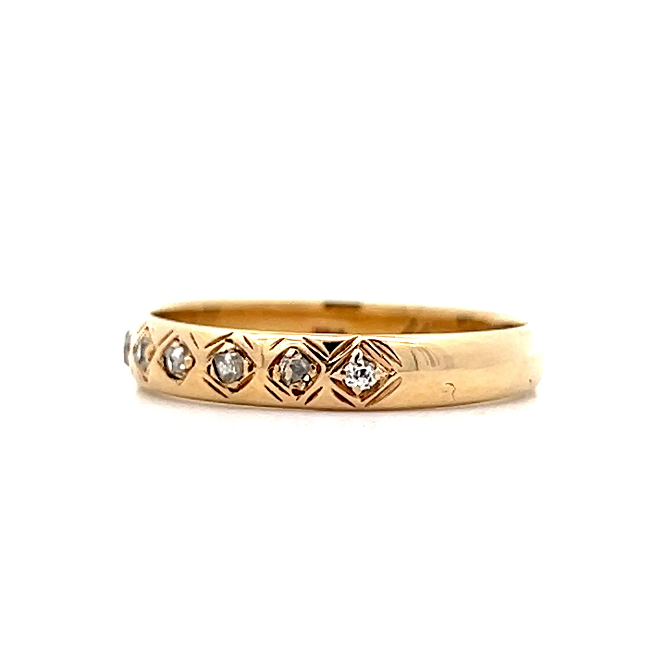 .98 Vintage Retro Diamond Band in 14k Yellow Gold - Image 2