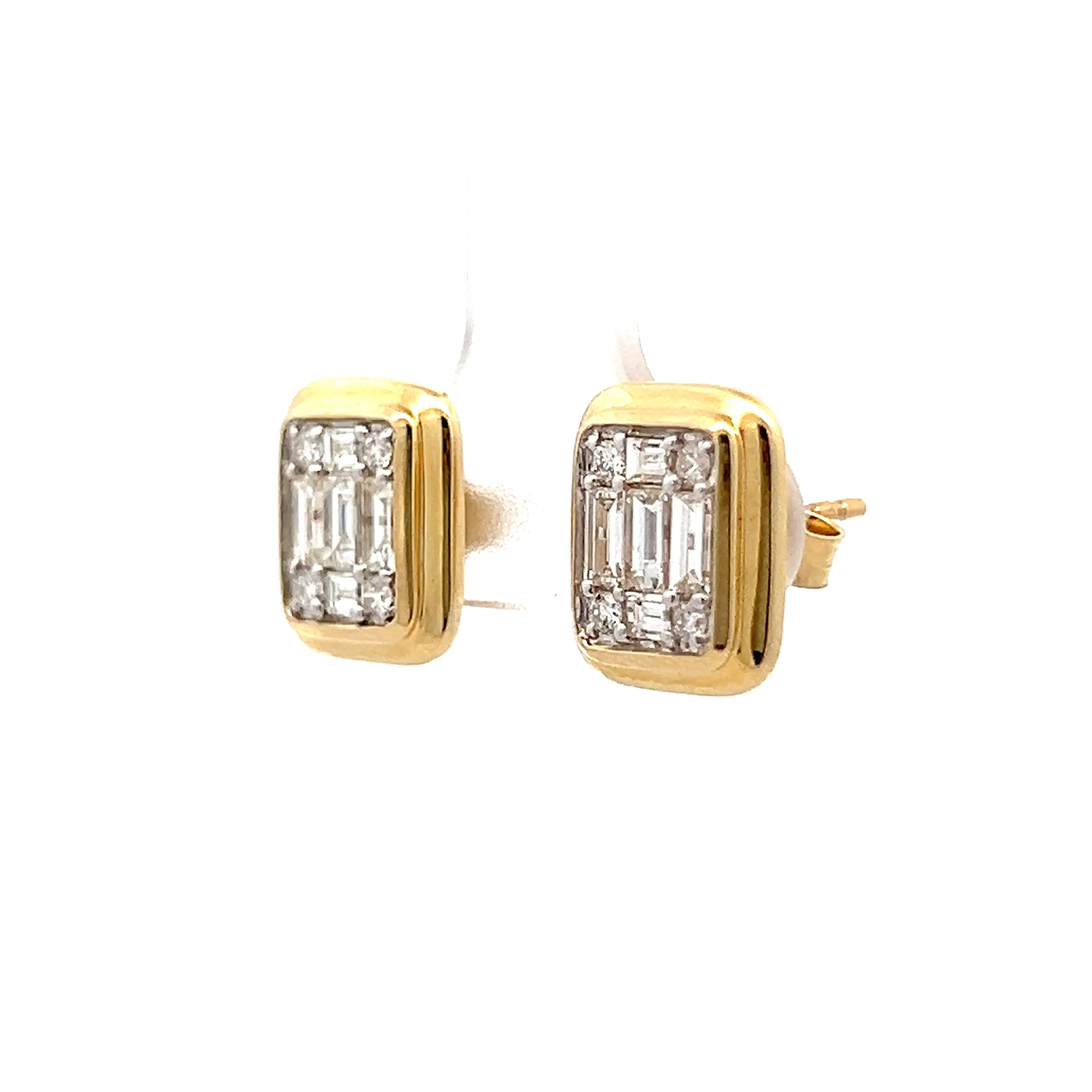 .99 Baguette & Round Diamond Stud Earrings in 14k - Image 2