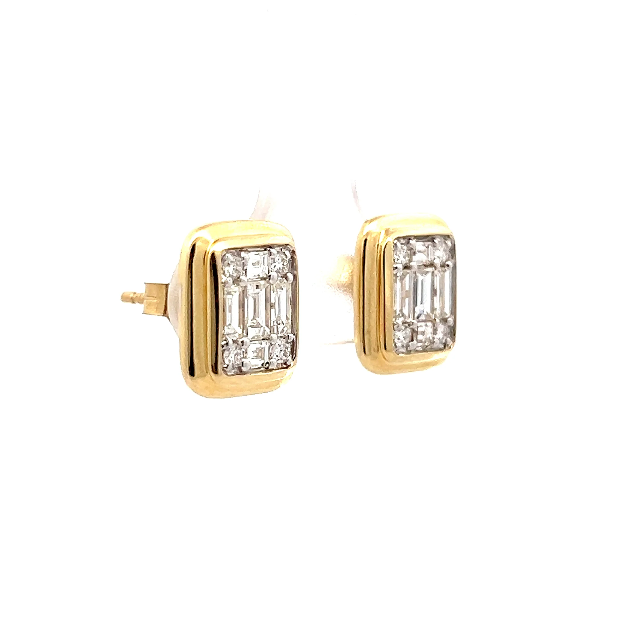 .99 Baguette & Round Diamond Stud Earrings in 14k - Image 3