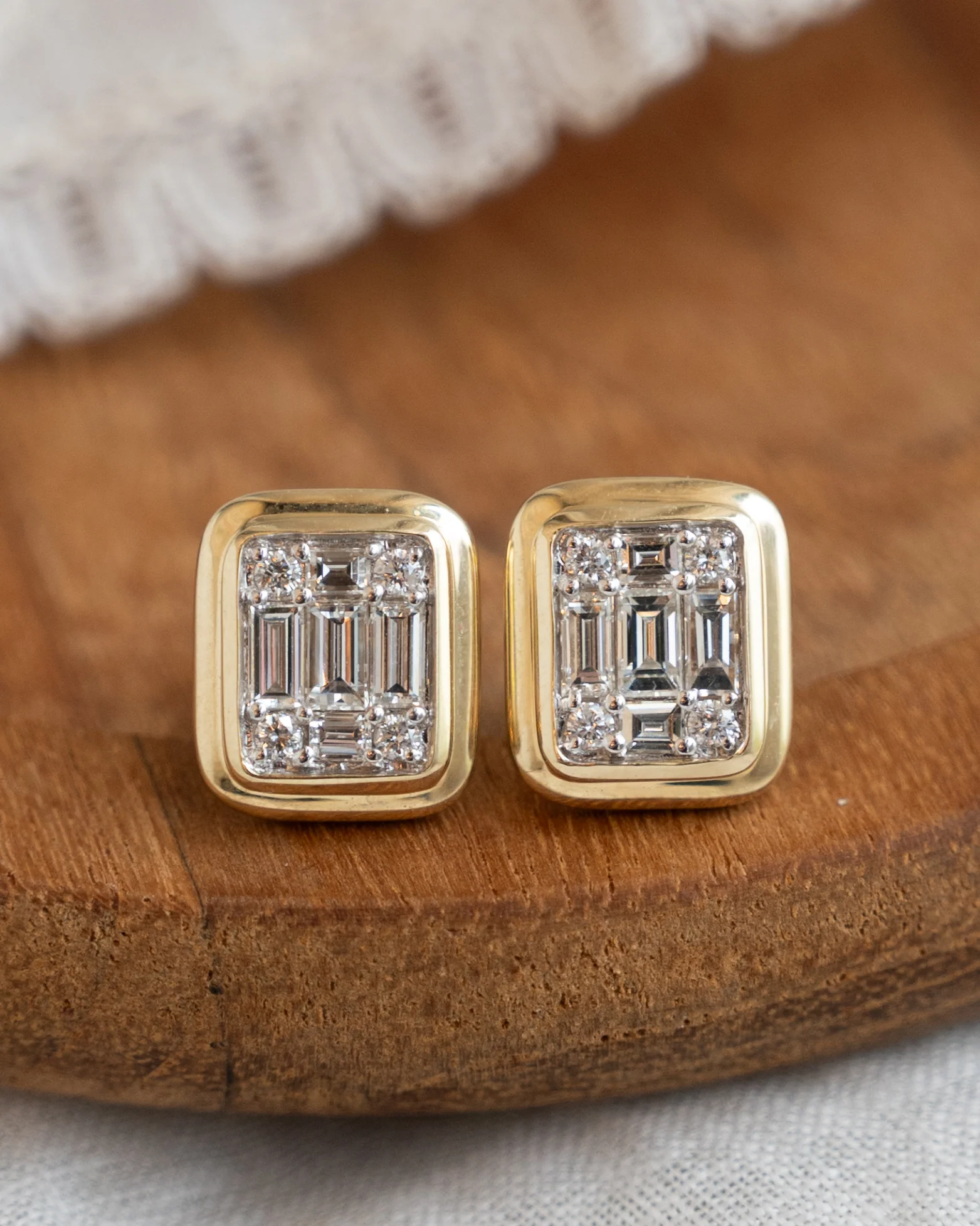 .99 Baguette & Round Diamond Stud Earrings in 14k - Image 4