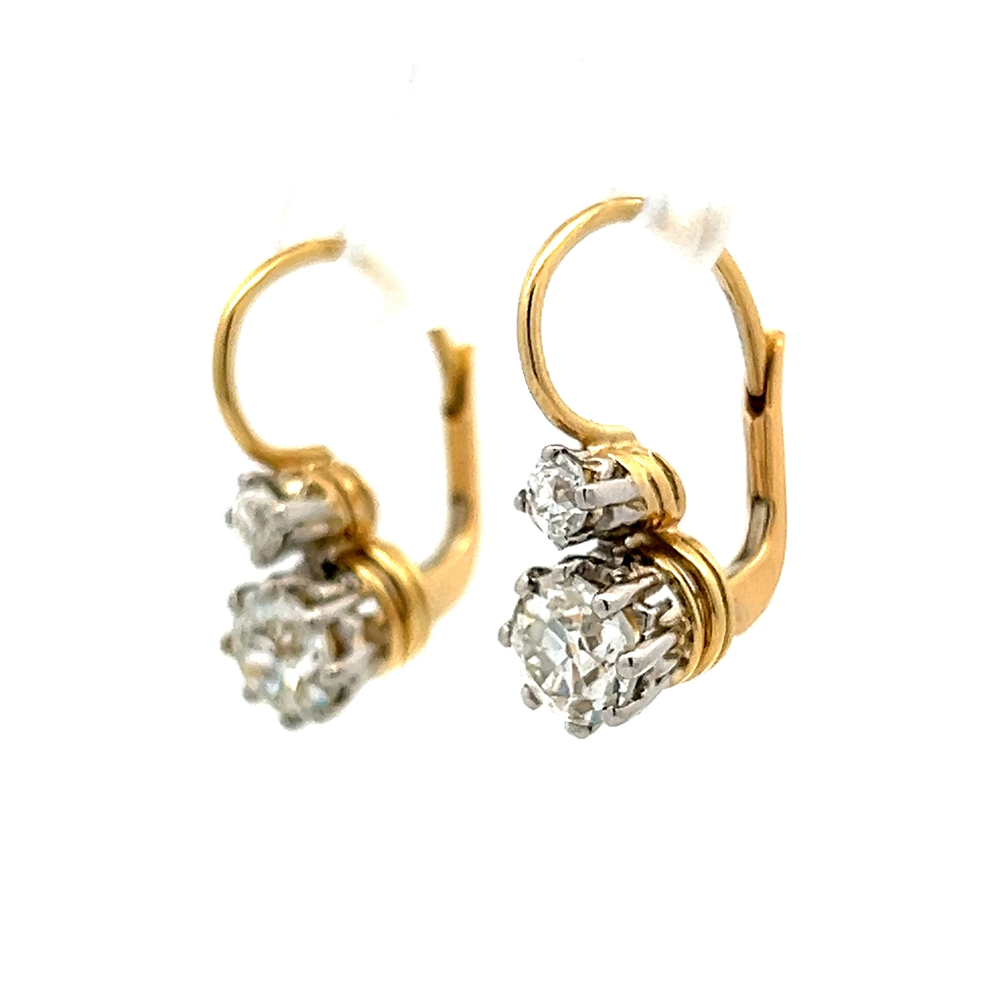 Vintage Art Deco Old European Cut Diamond Drop Earrings - Image 2