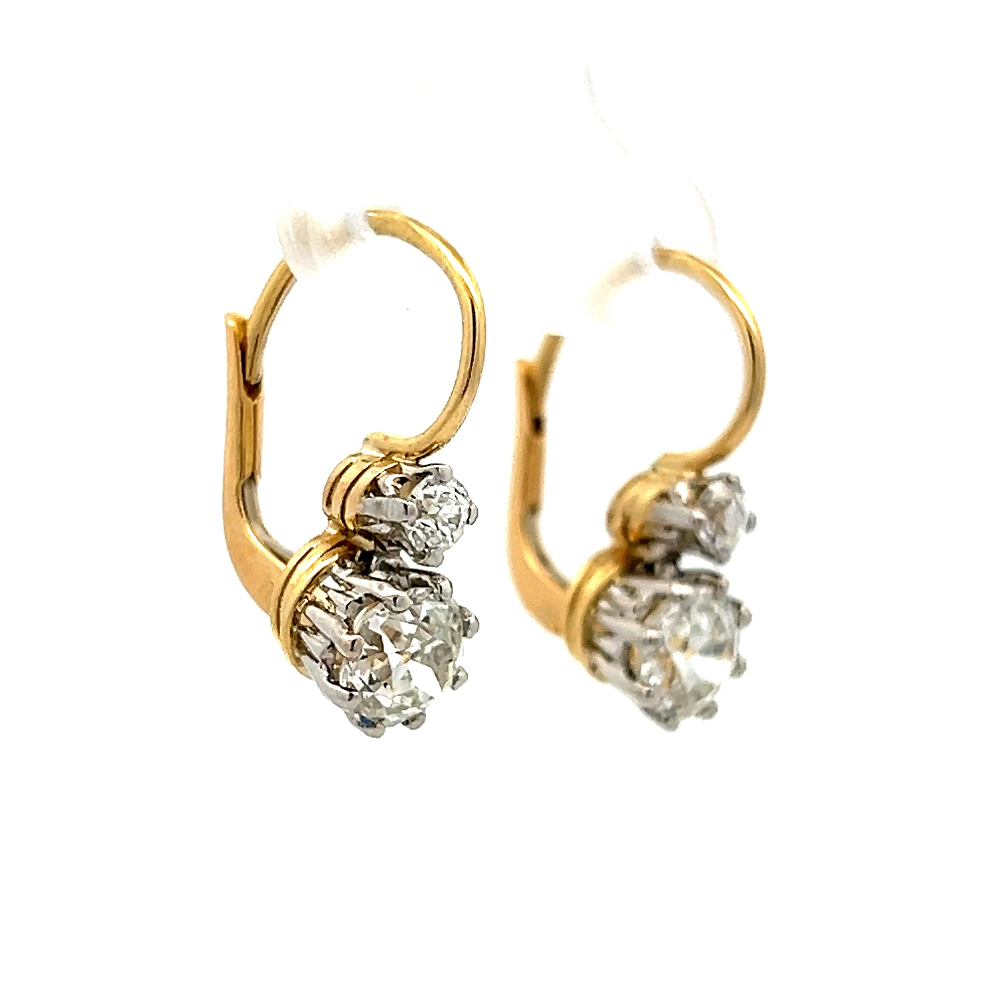 Vintage Art Deco Old European Cut Diamond Drop Earrings - Image 3