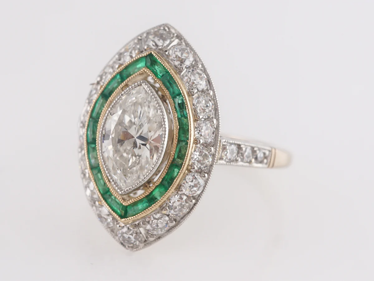 .99 Mid-Century Marquise Diamond Ring in 18k Yellow Gold and Platinum - Image 2