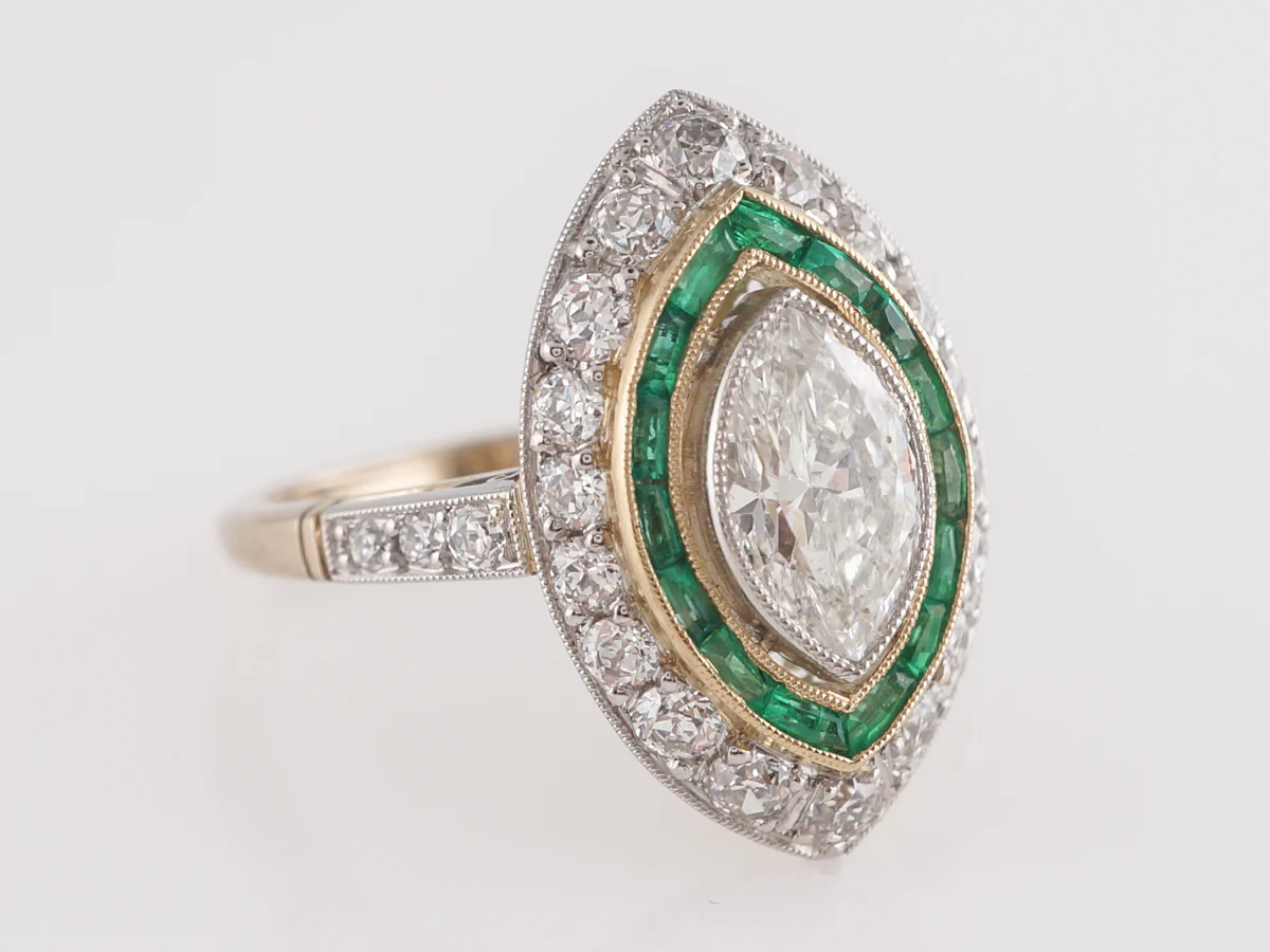.99 Mid-Century Marquise Diamond Ring in 18k Yellow Gold and Platinum - Image 3