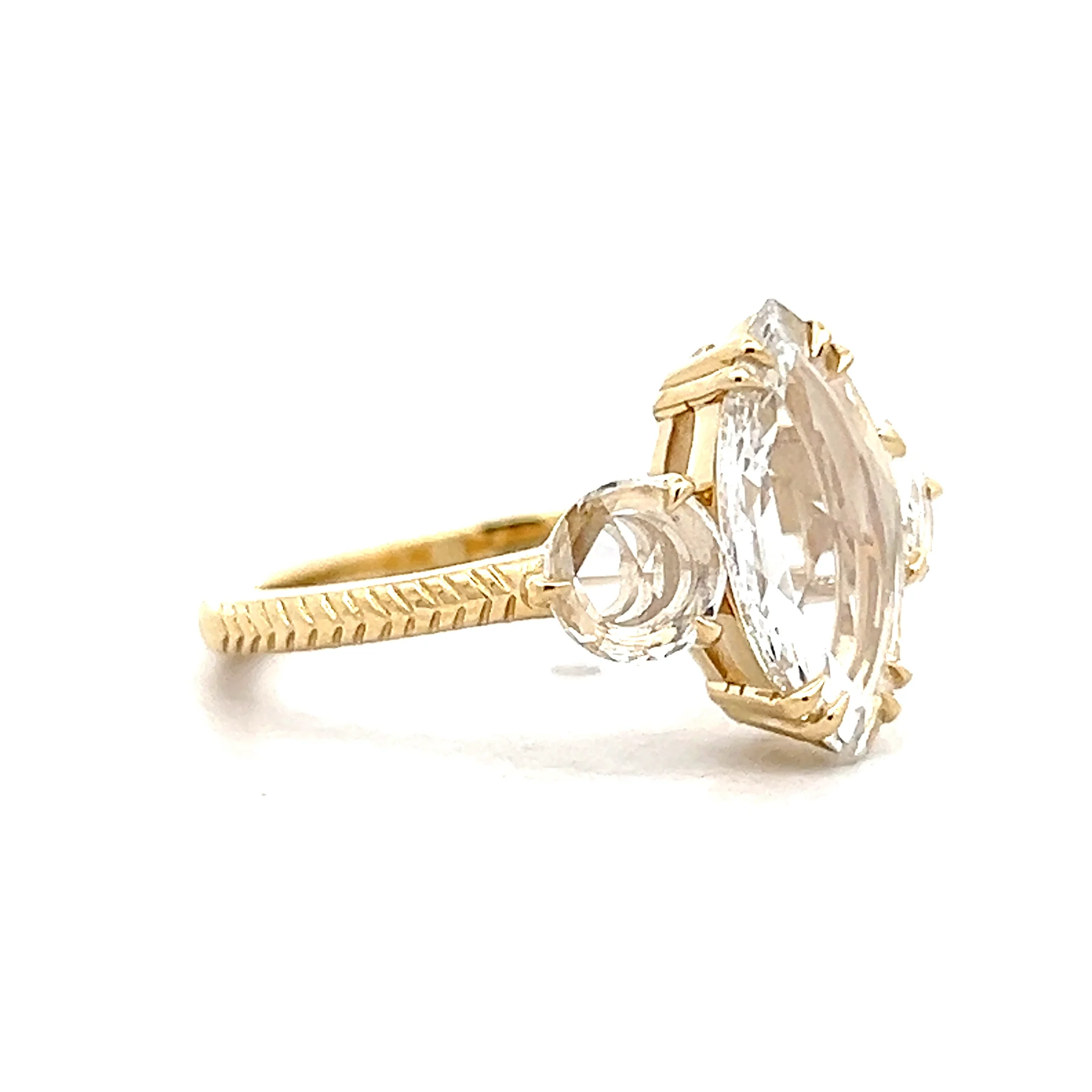 .99 Three Stone Marquise Diamond Engagement Ring 14k - Image 3
