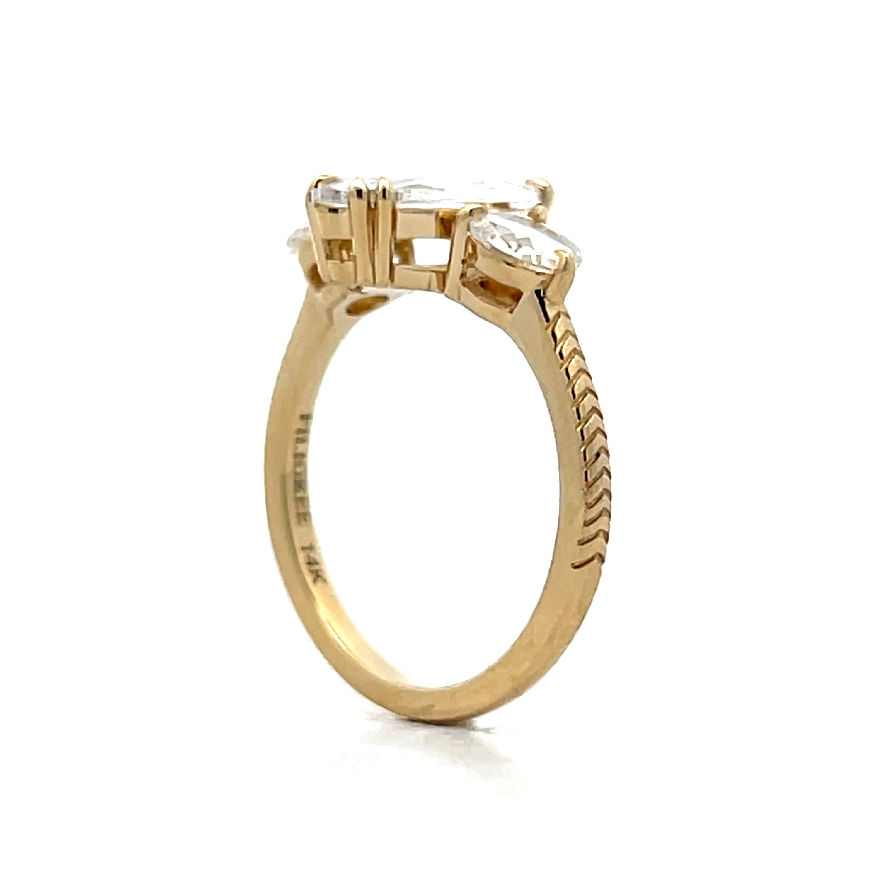 .99 Three Stone Marquise Diamond Engagement Ring 14k - Image 5