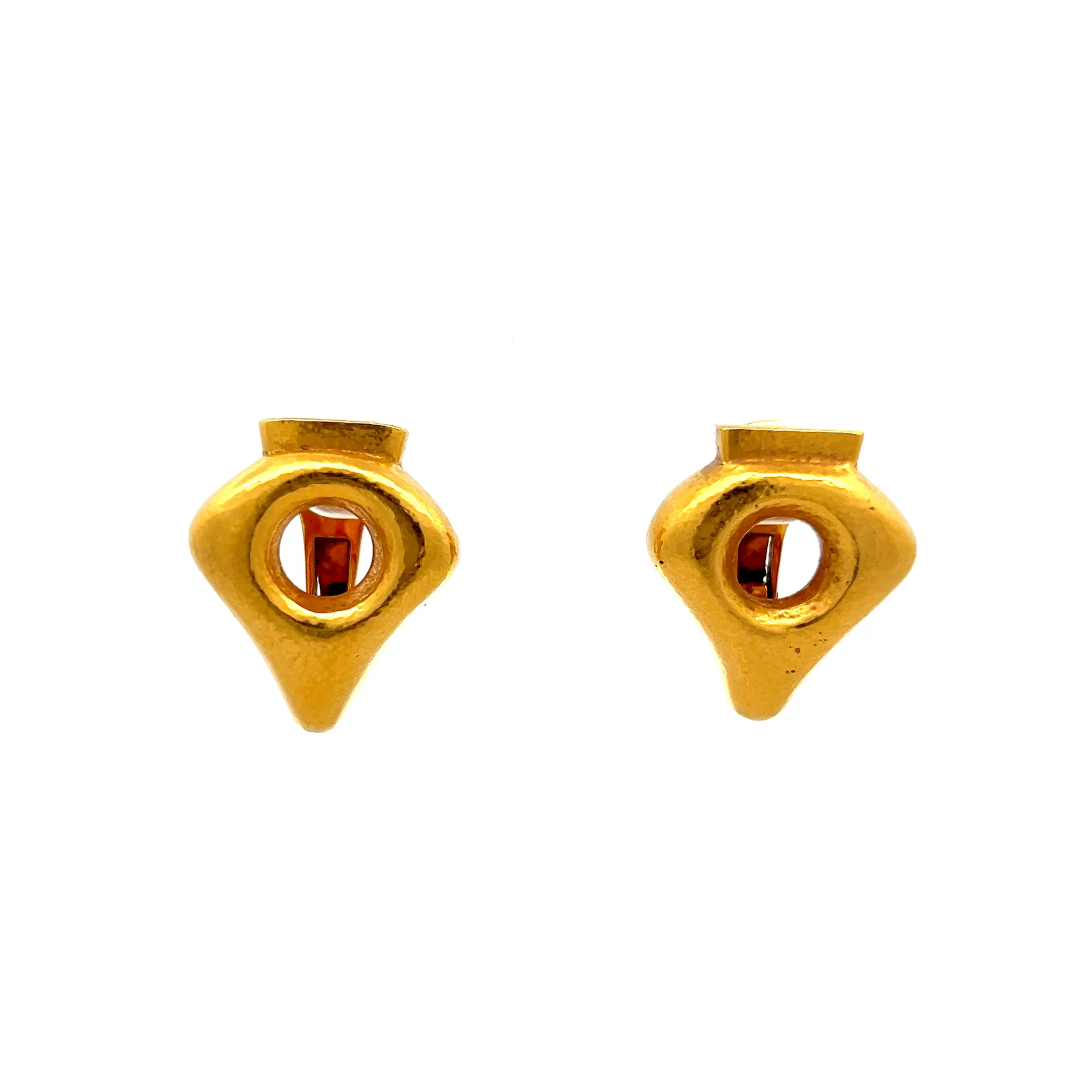 Abstract Geometric Stud Earrings in 18k Yellow Gold