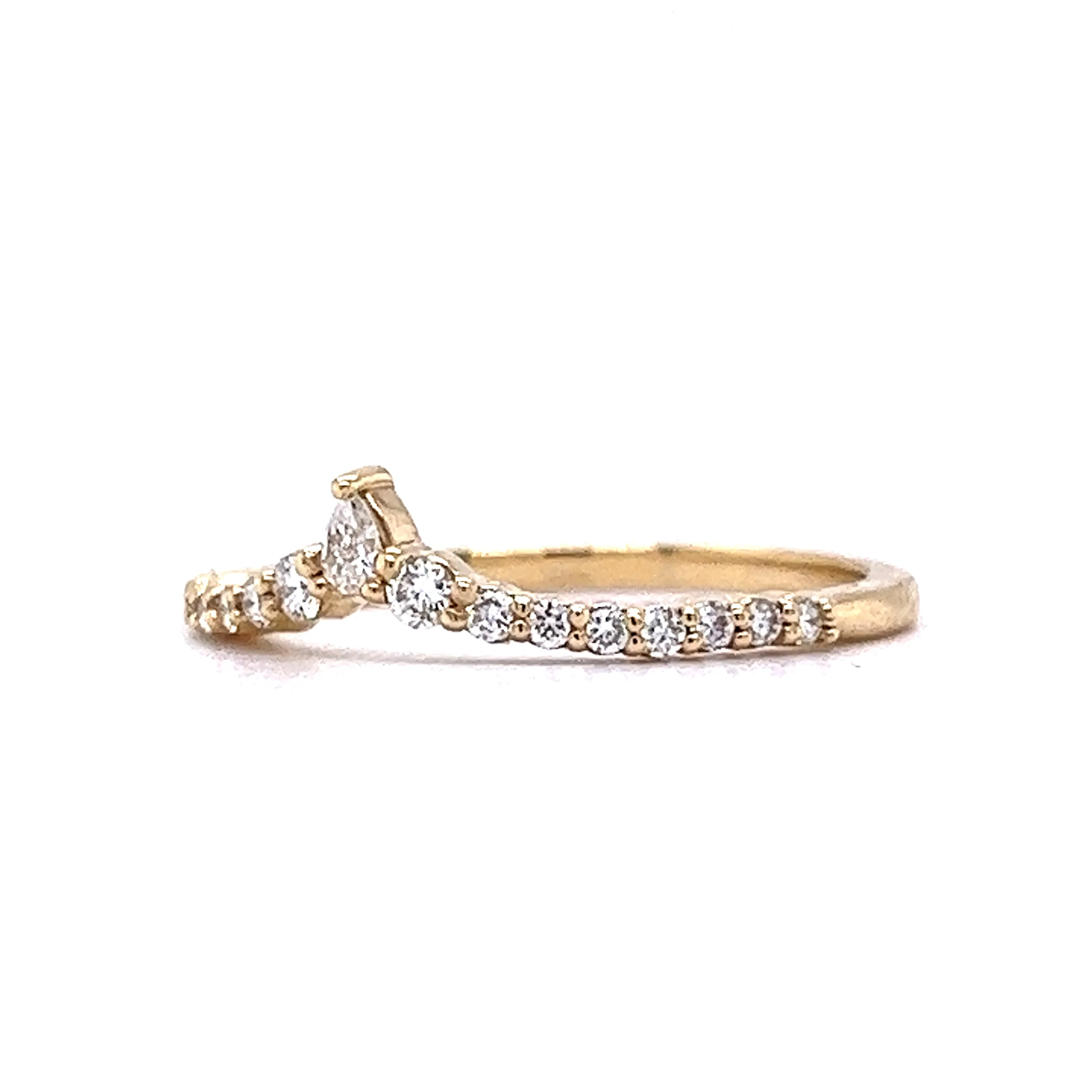 Accented Contour Diamond Wedding Band in 14k Yellow Gold - Image 2