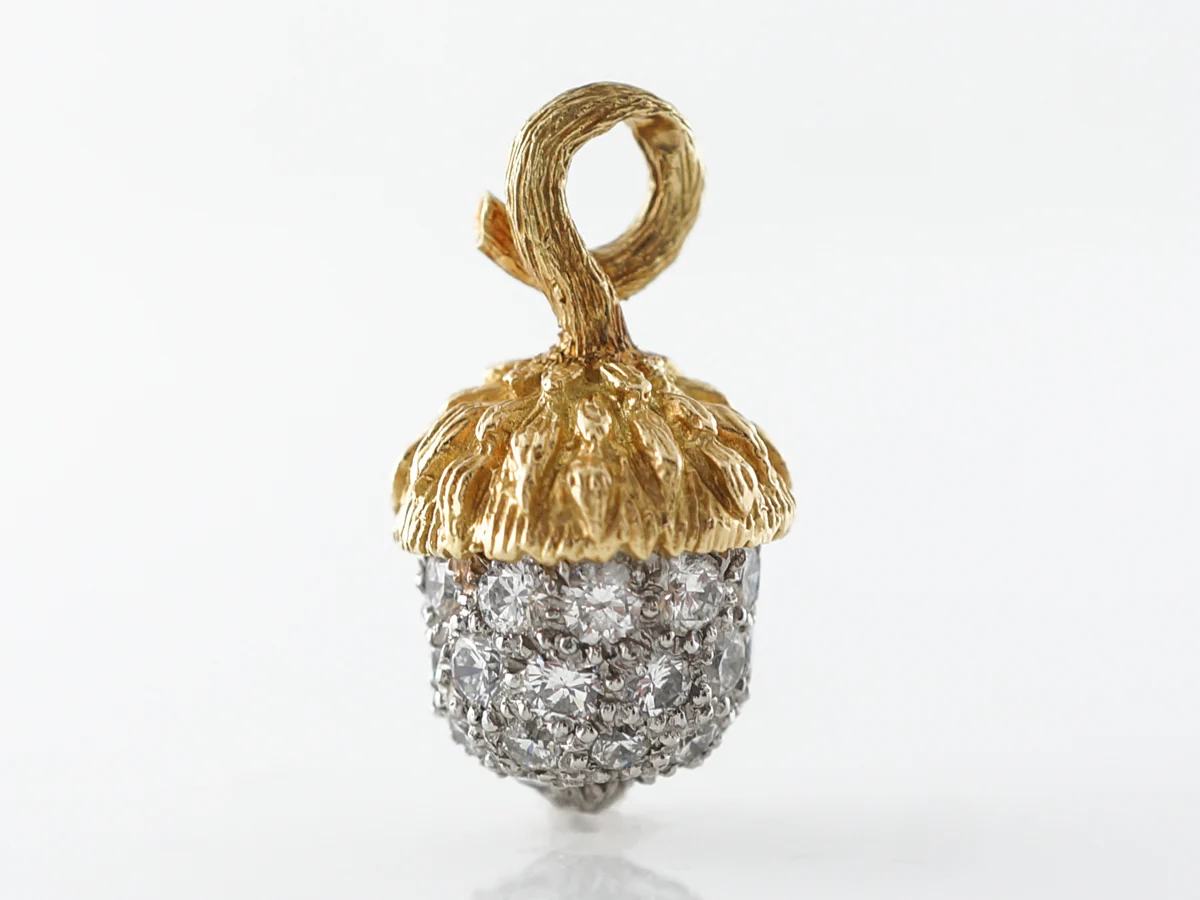Acorn Pendant w/Pave Diamond  in 18k & Platinum