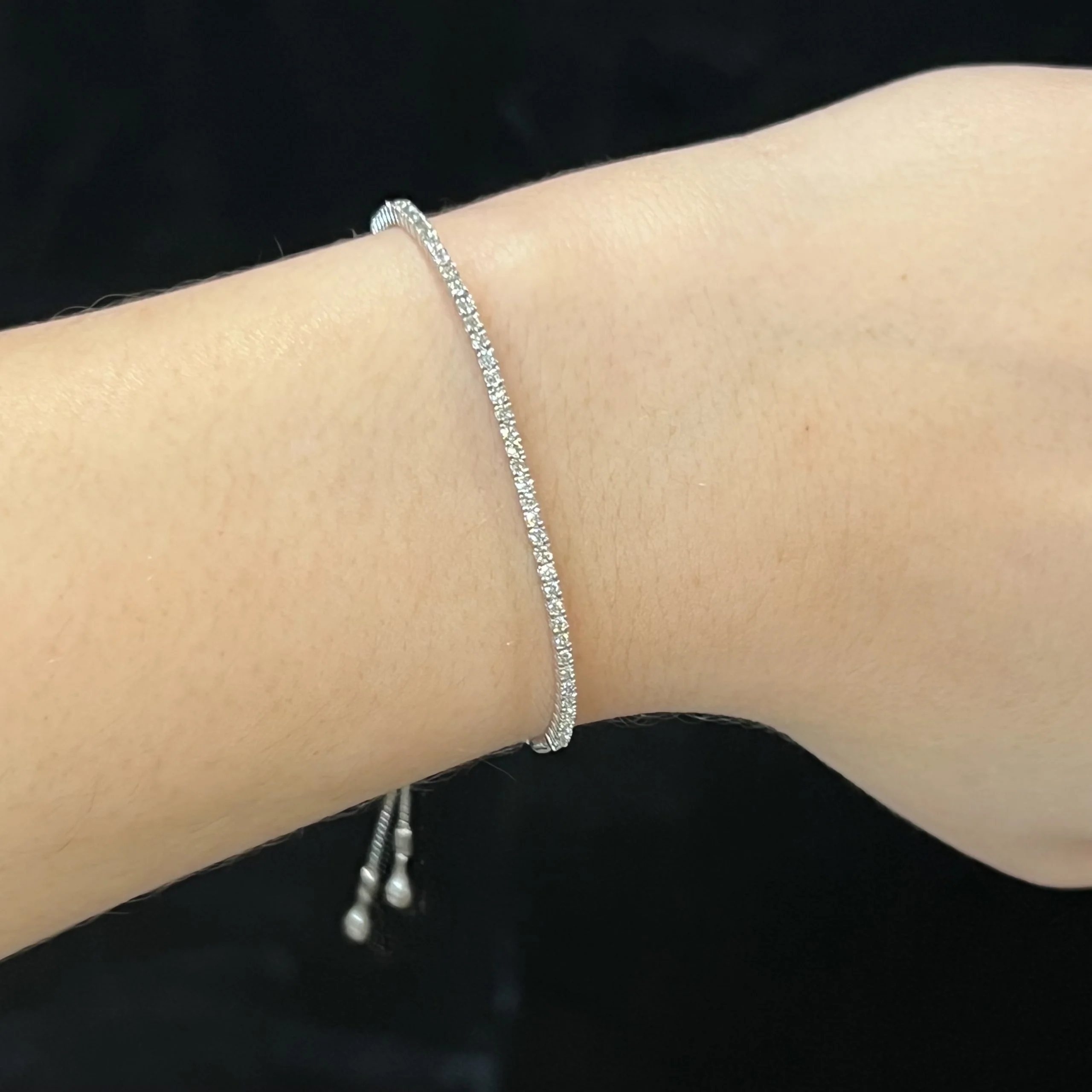 Adjustable Diamond Tennis Bracelet in 14k White Gold - Image 4