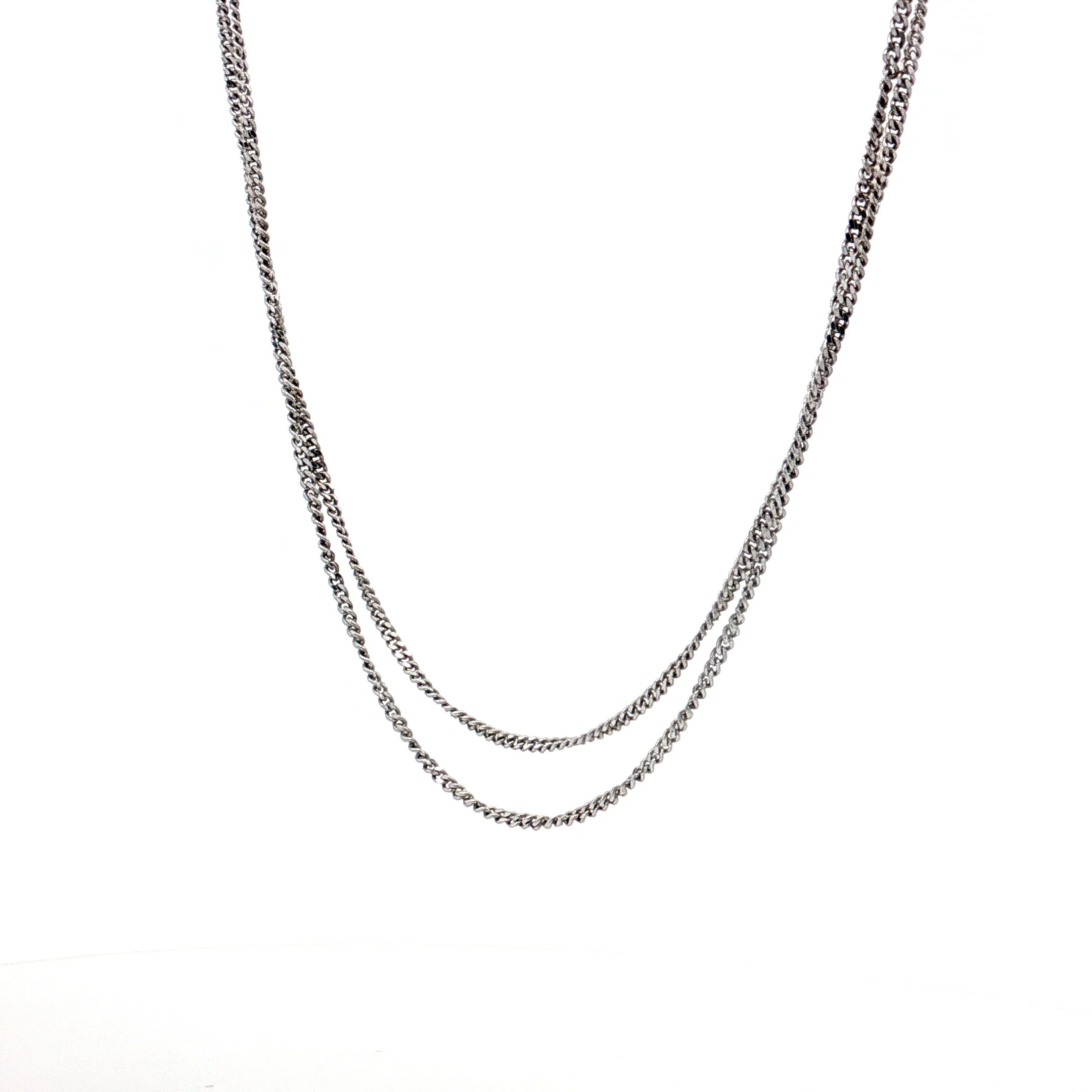 Alfieri St John Double Chain Necklace 18k White Gold - Image 2