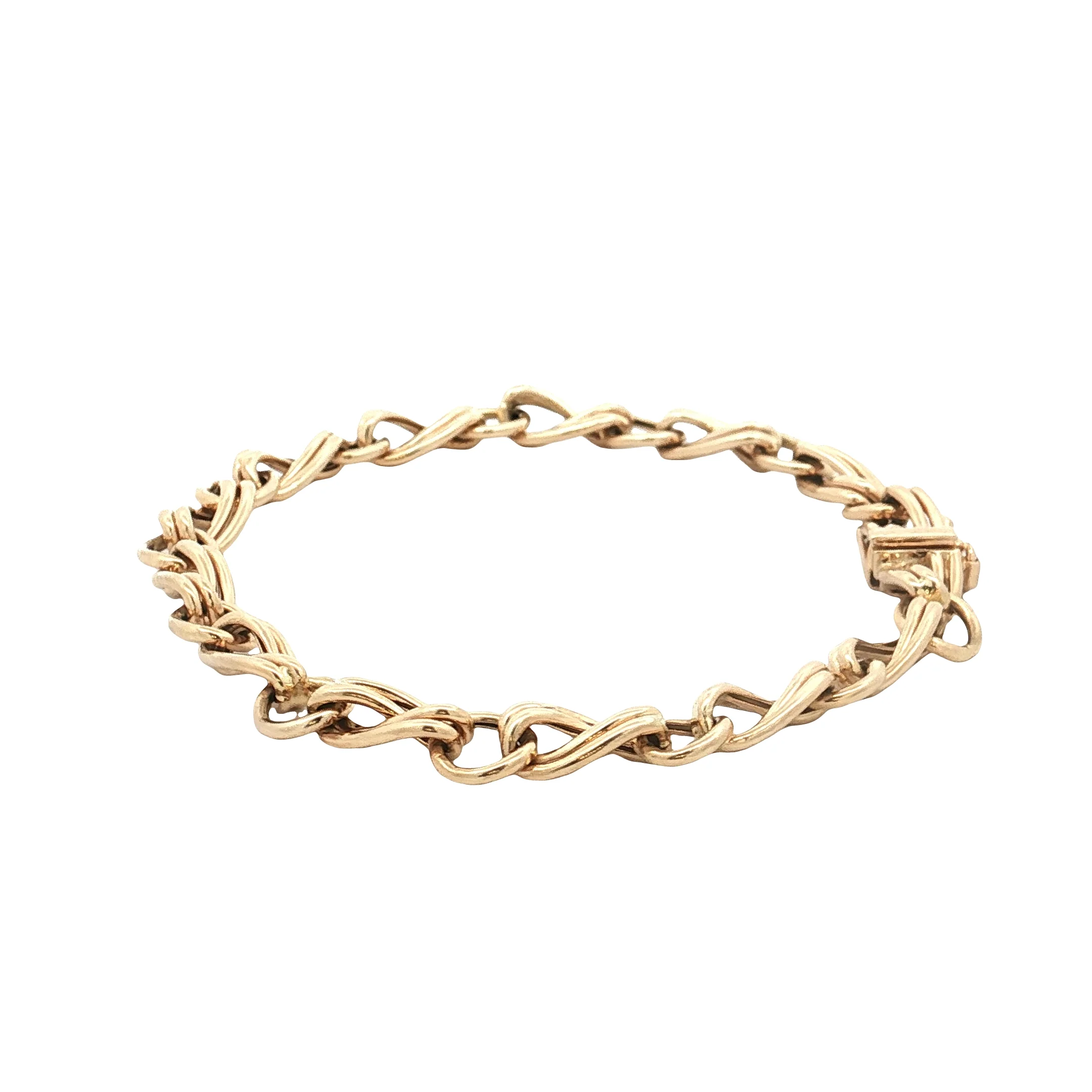 Alternating Twisted Link Chain Bracelet 14k Yellow Gold - Image 2