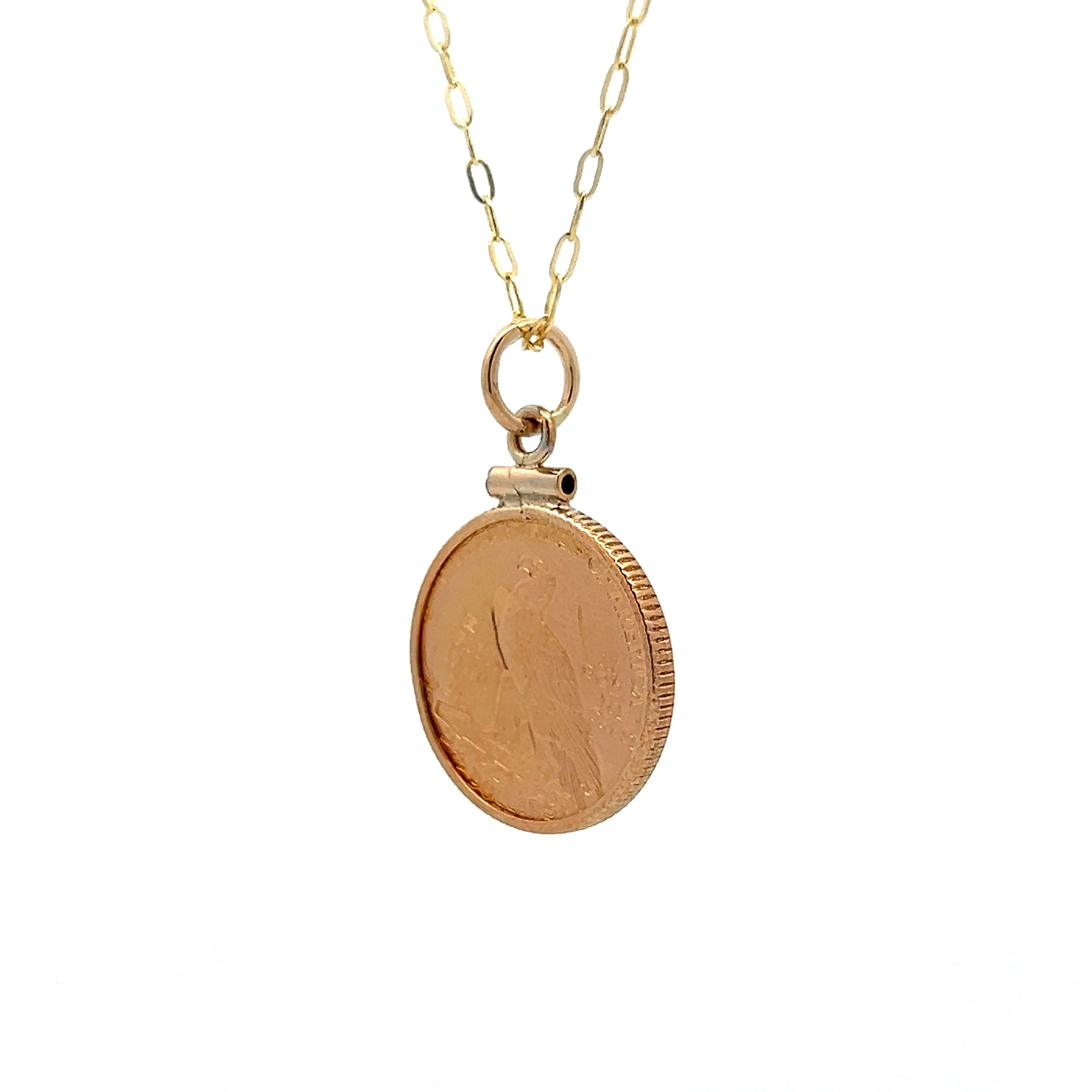 American Indian Coin Necklace in 22k Yellow Gold - Image 2
