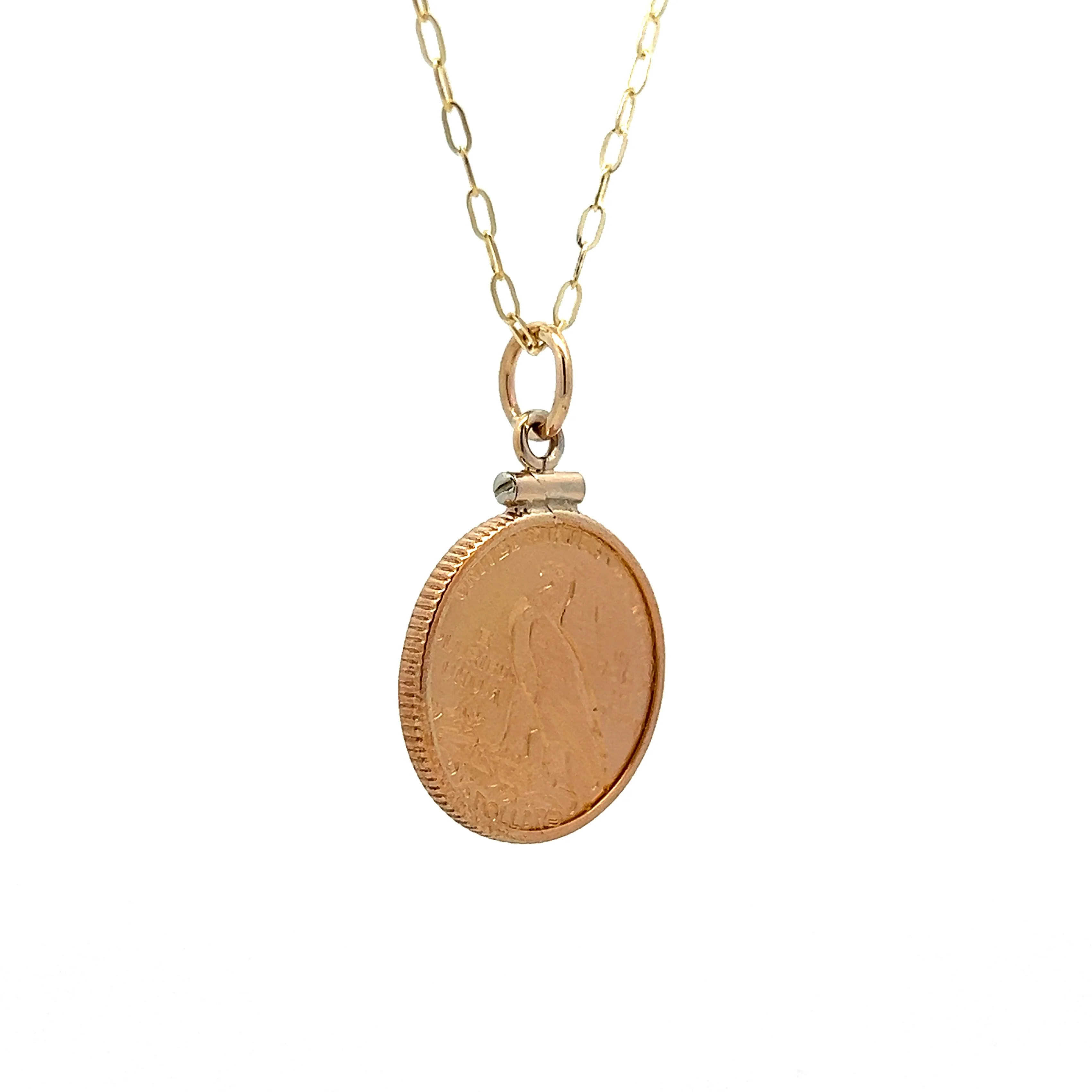 American Indian Coin Necklace in 22k Yellow Gold - Image 3