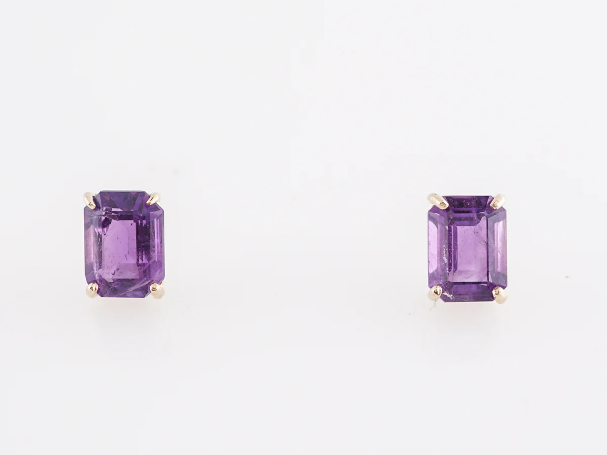 Amethyst Stud Earrings in 14k Yellow Gold - Image 4