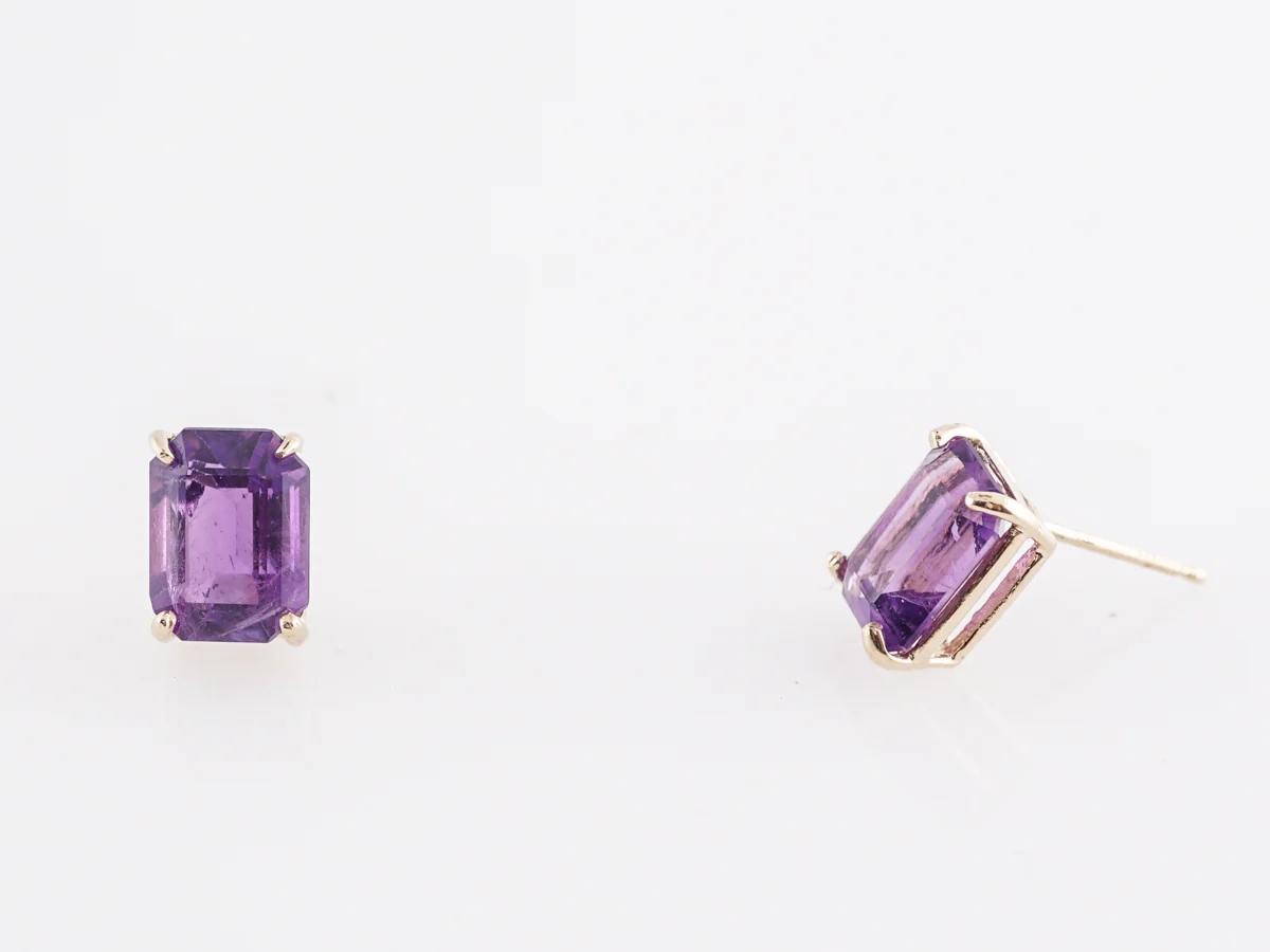 Amethyst Stud Earrings in 14k Yellow Gold - Image 5