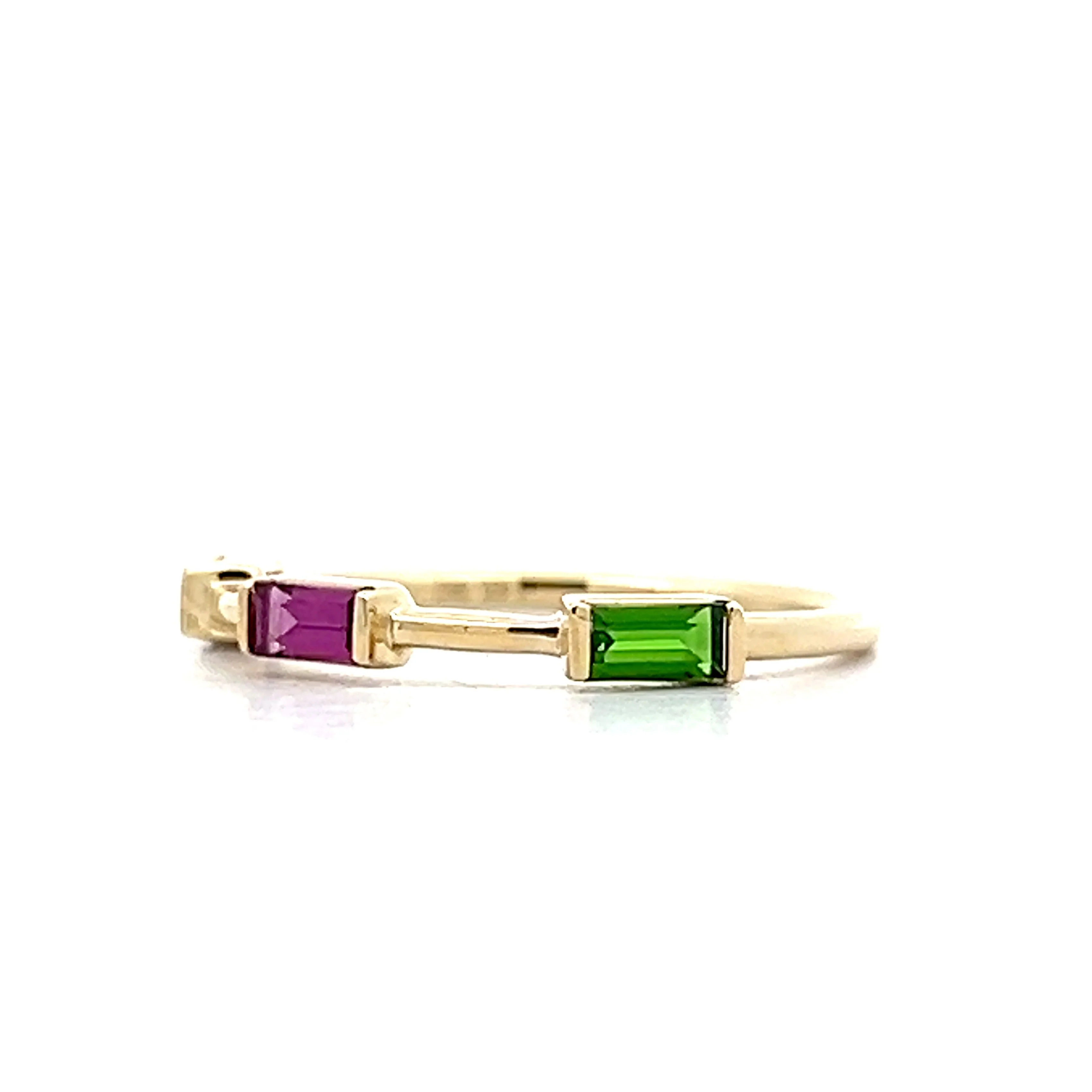 Amethyst & Tsavorite Garnet Stacking Ring in 14k - Image 2