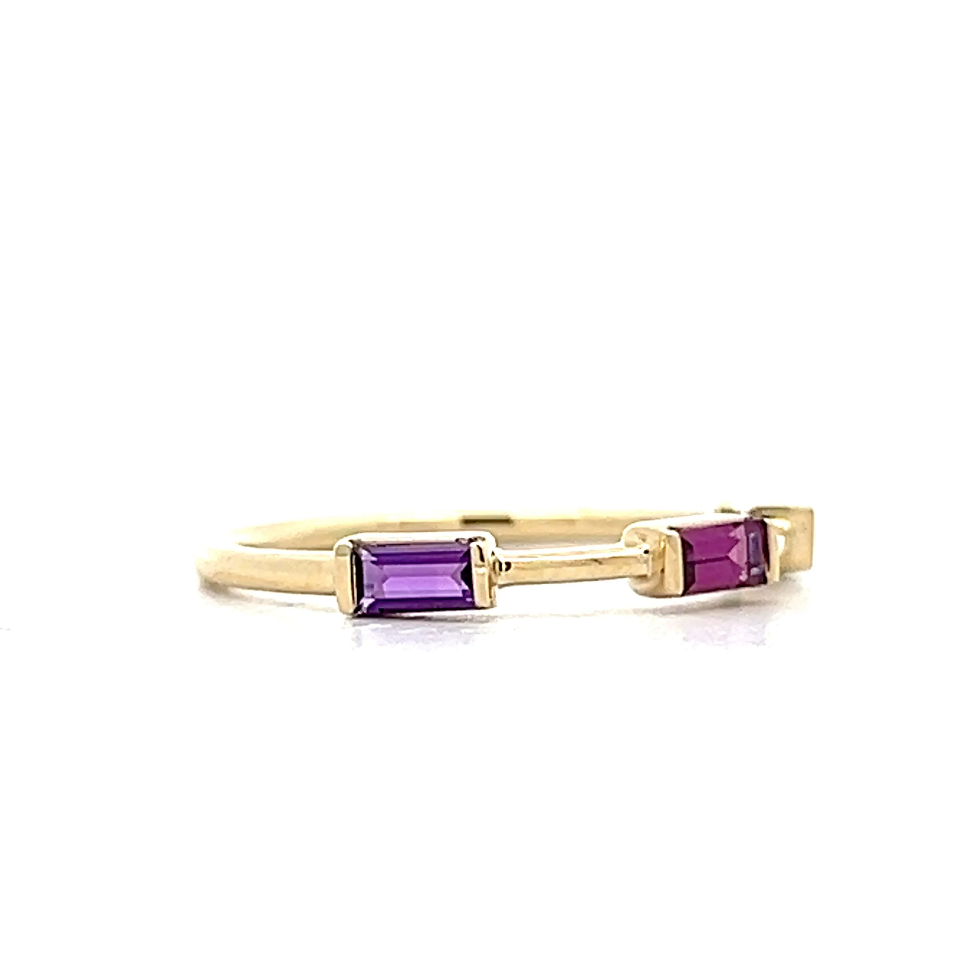 Amethyst & Tsavorite Garnet Stacking Ring in 14k - Image 3
