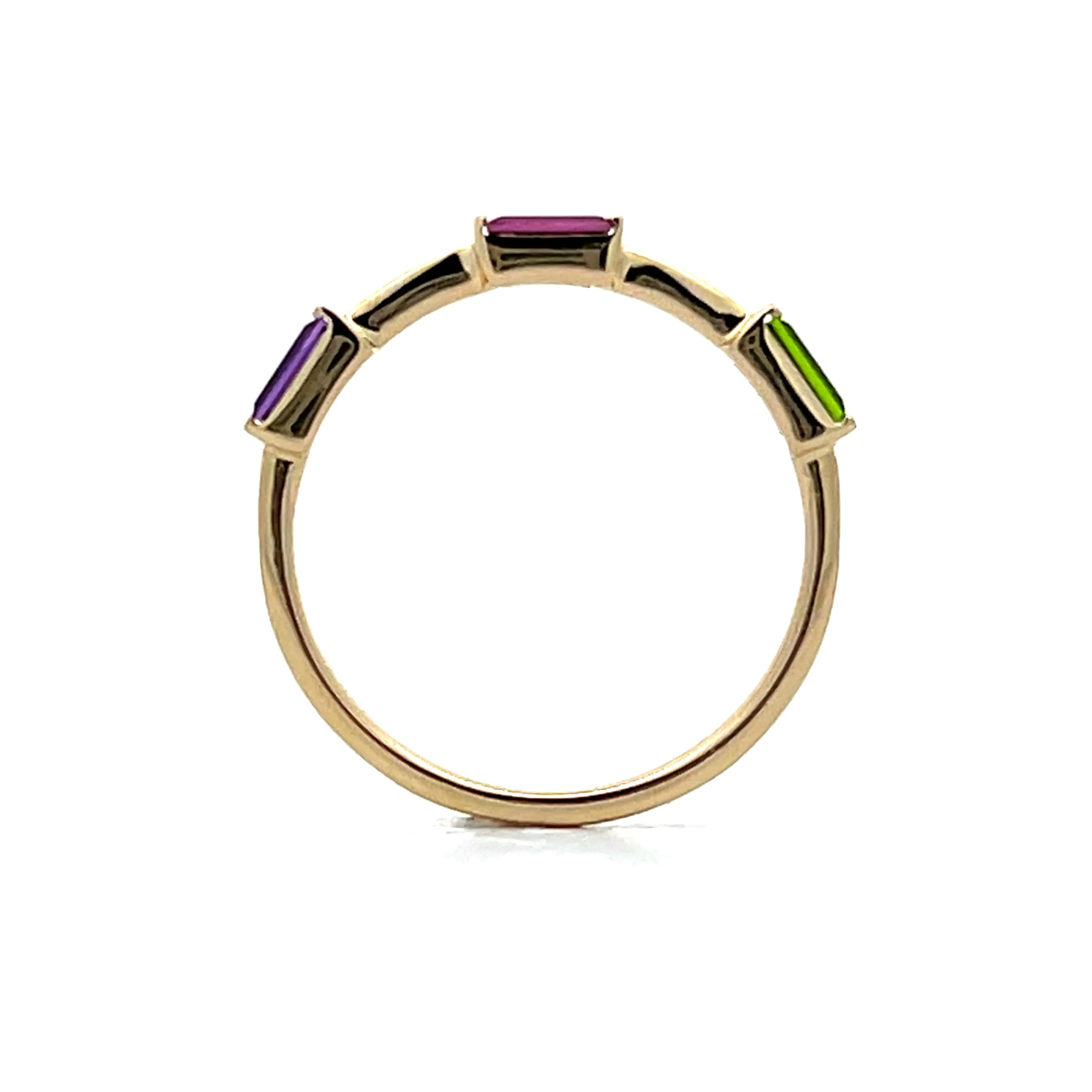 Amethyst & Tsavorite Garnet Stacking Ring in 14k - Image 4