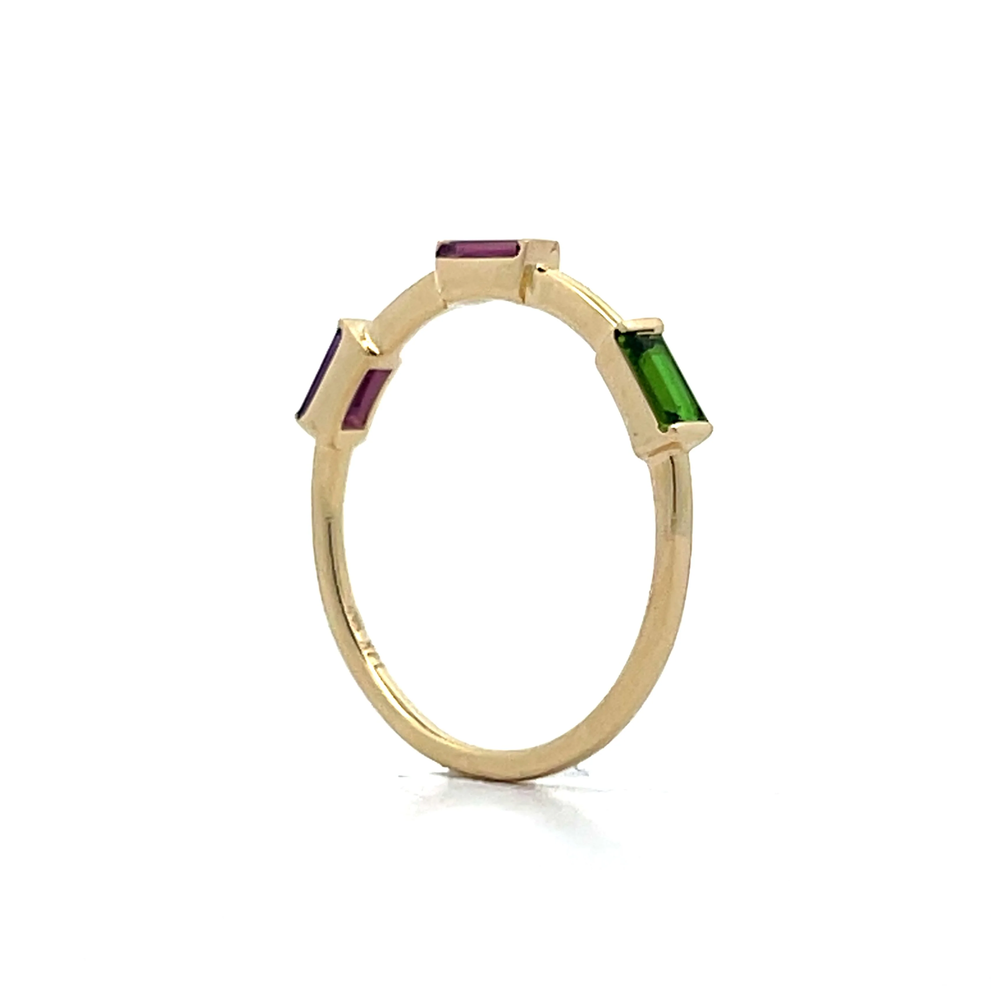 Amethyst & Tsavorite Garnet Stacking Ring in 14k - Image 5