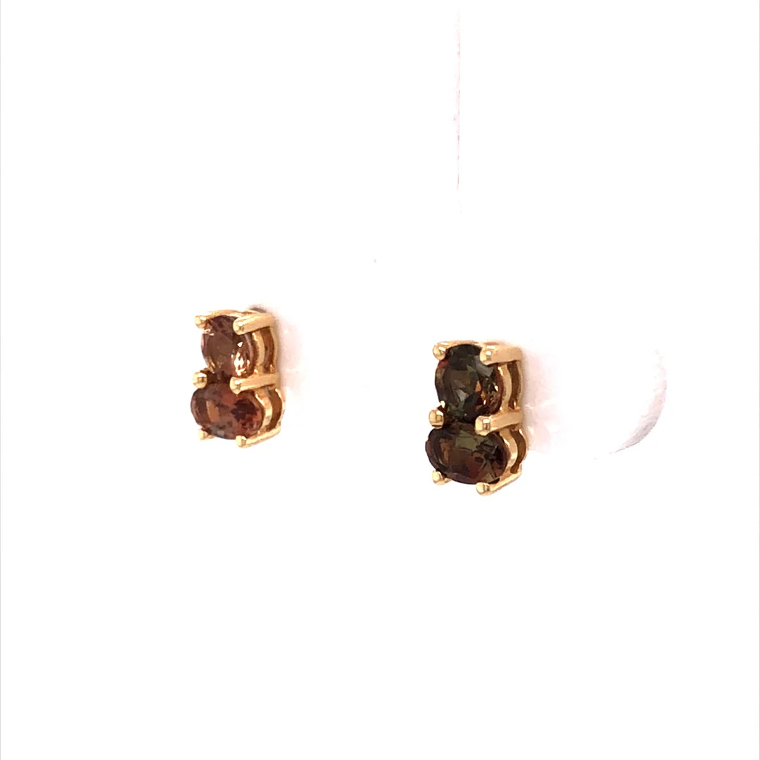 Andalusite Stud Earrings in 14k Yellow Gold - Image 2