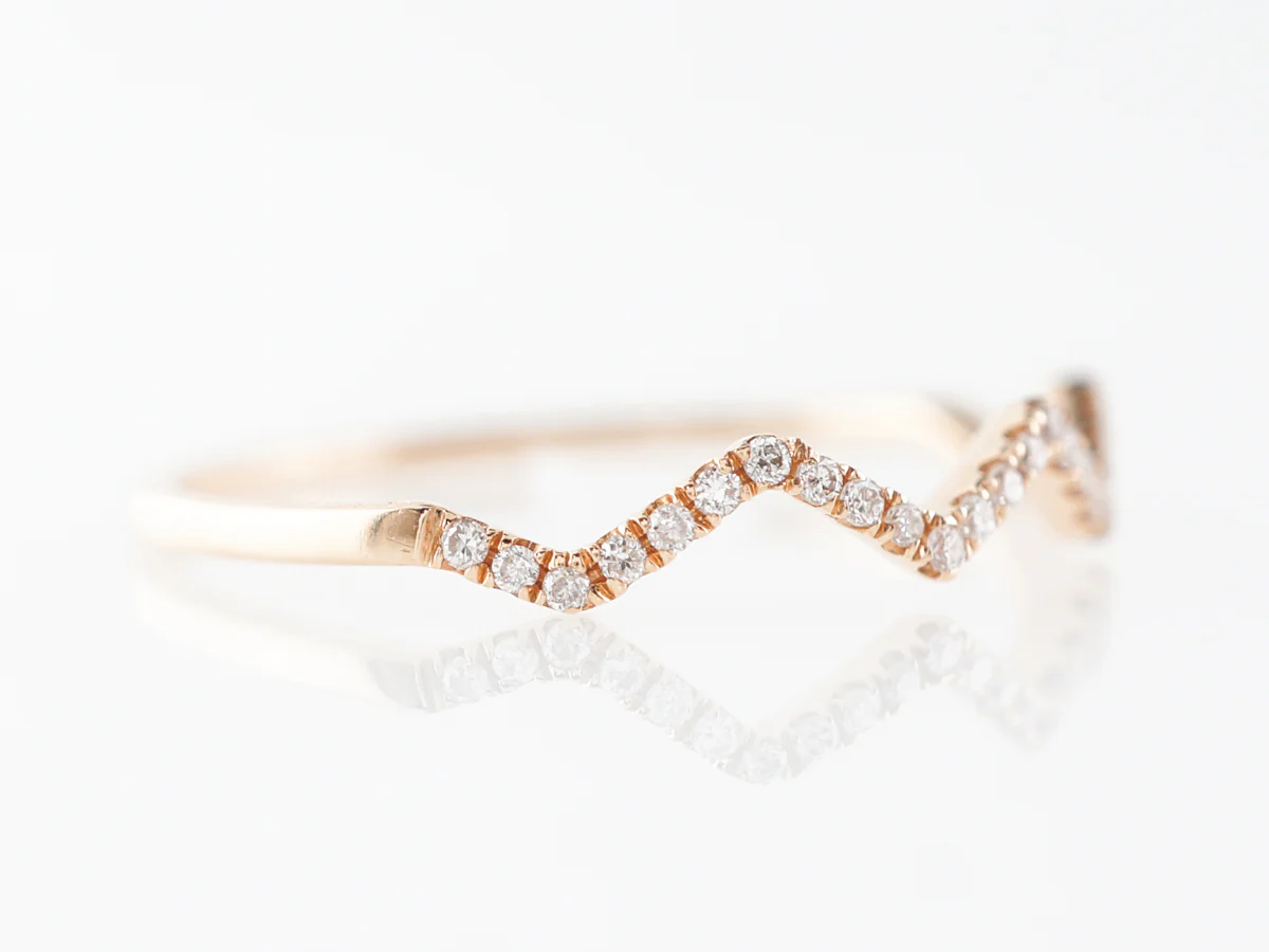 Angled Brilliant Cut Diamond Wedding Band in 18k - Image 4