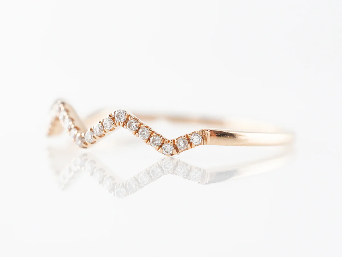 Angled Brilliant Cut Diamond Wedding Band in 18k - Image 5