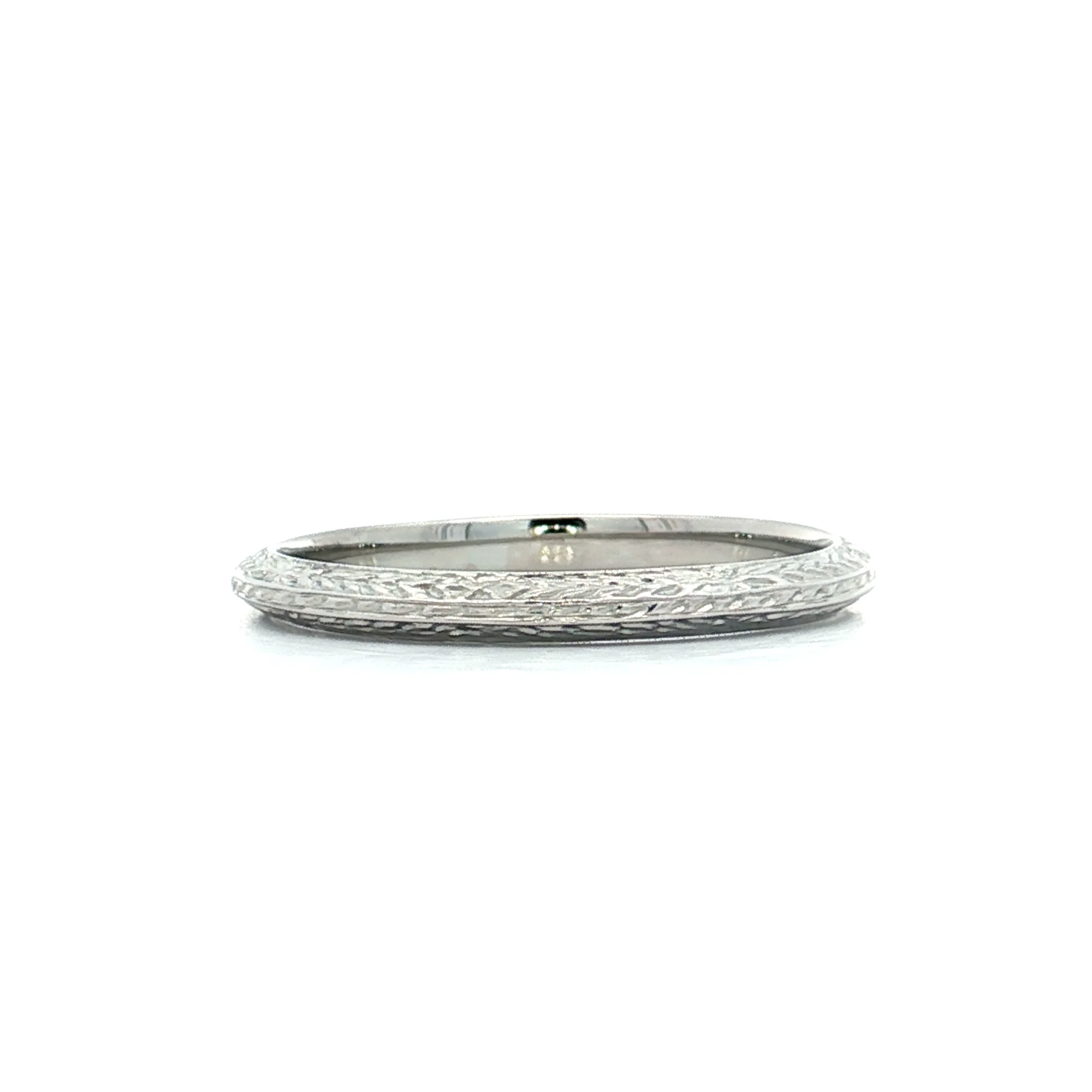 Antique Art Deco 2mm Chevron Wedding Band 18k - Image 2