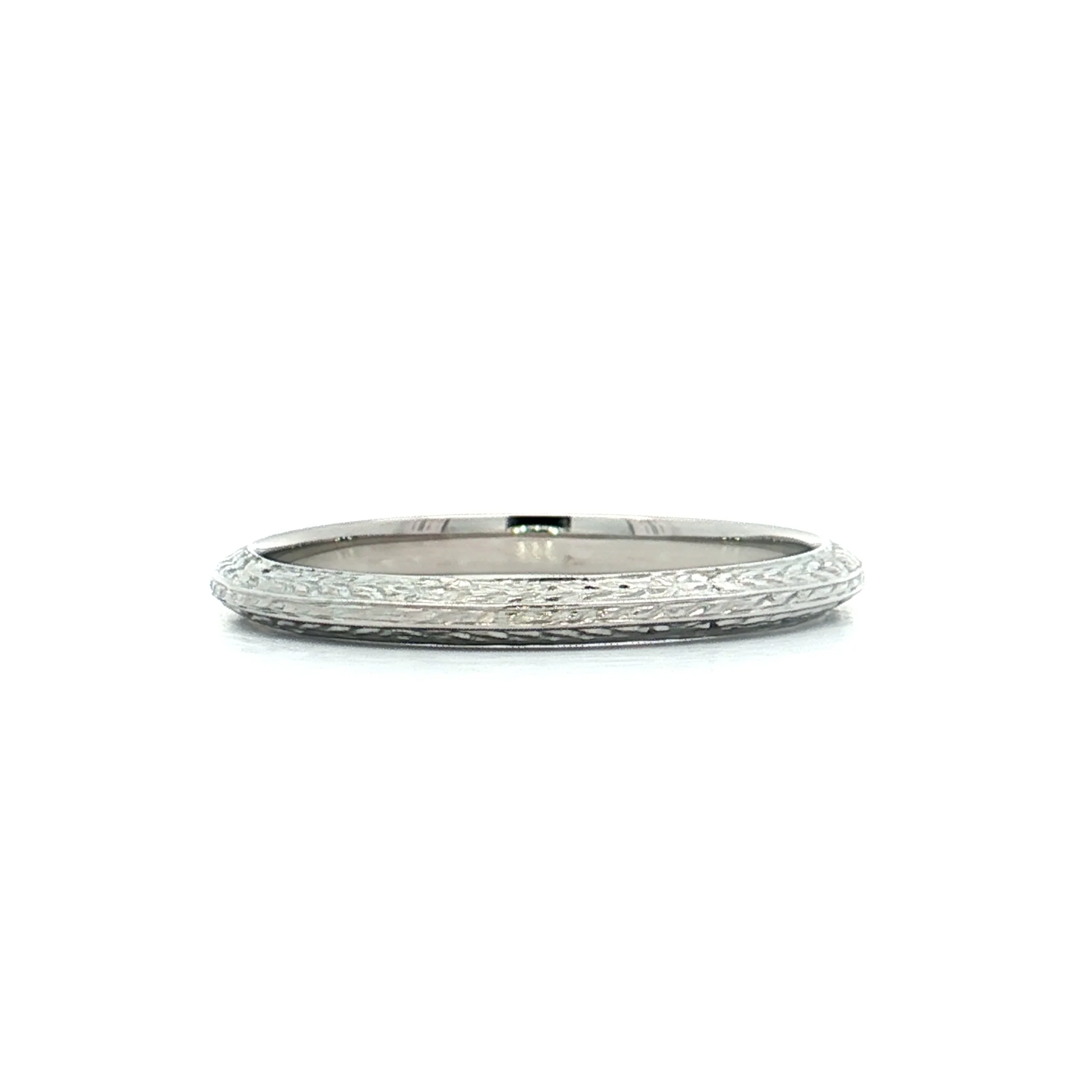 Antique Art Deco 2mm Chevron Wedding Band 18k - Image 3