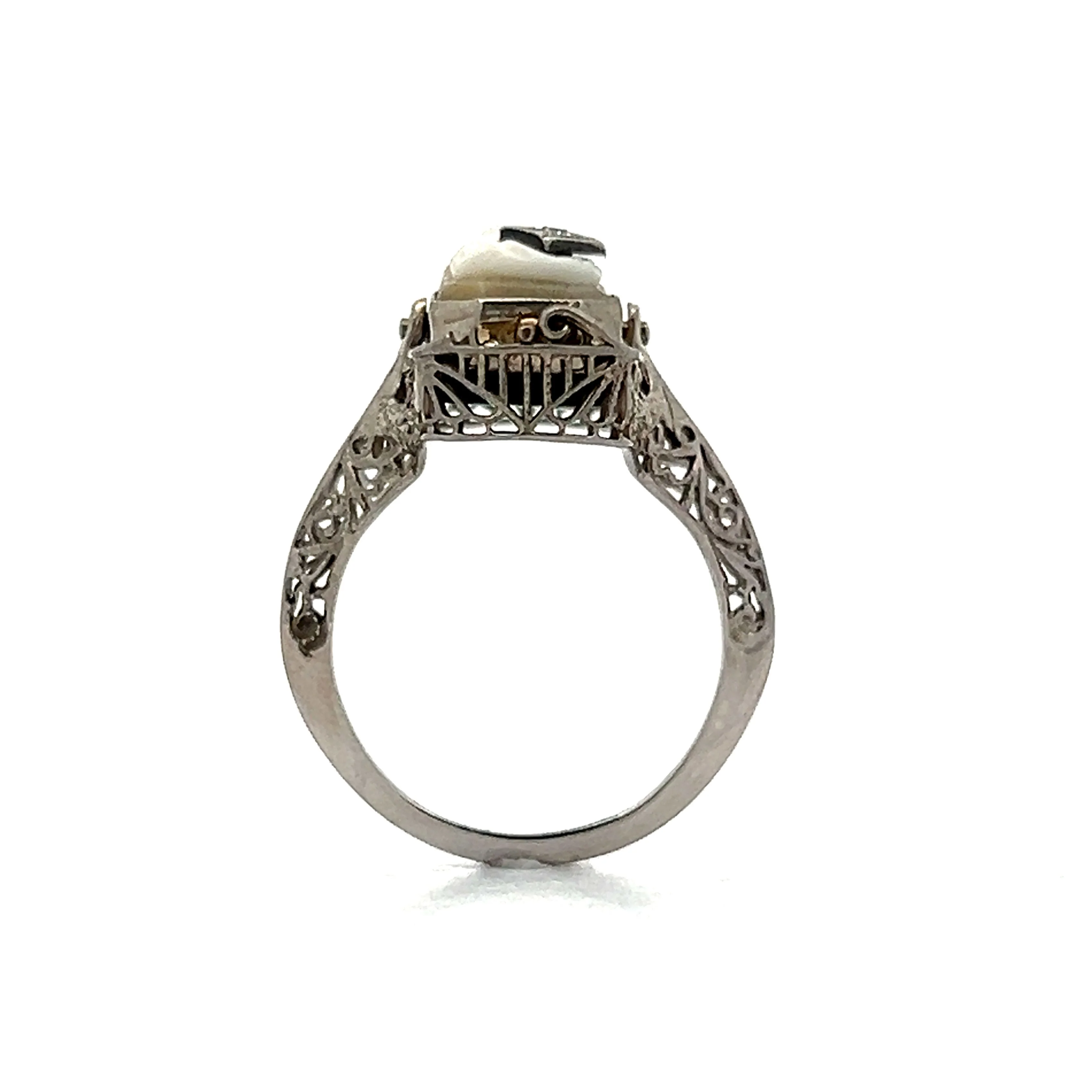 Antique Art Deco Cameo Cocktail Ring in 14k - Image 5