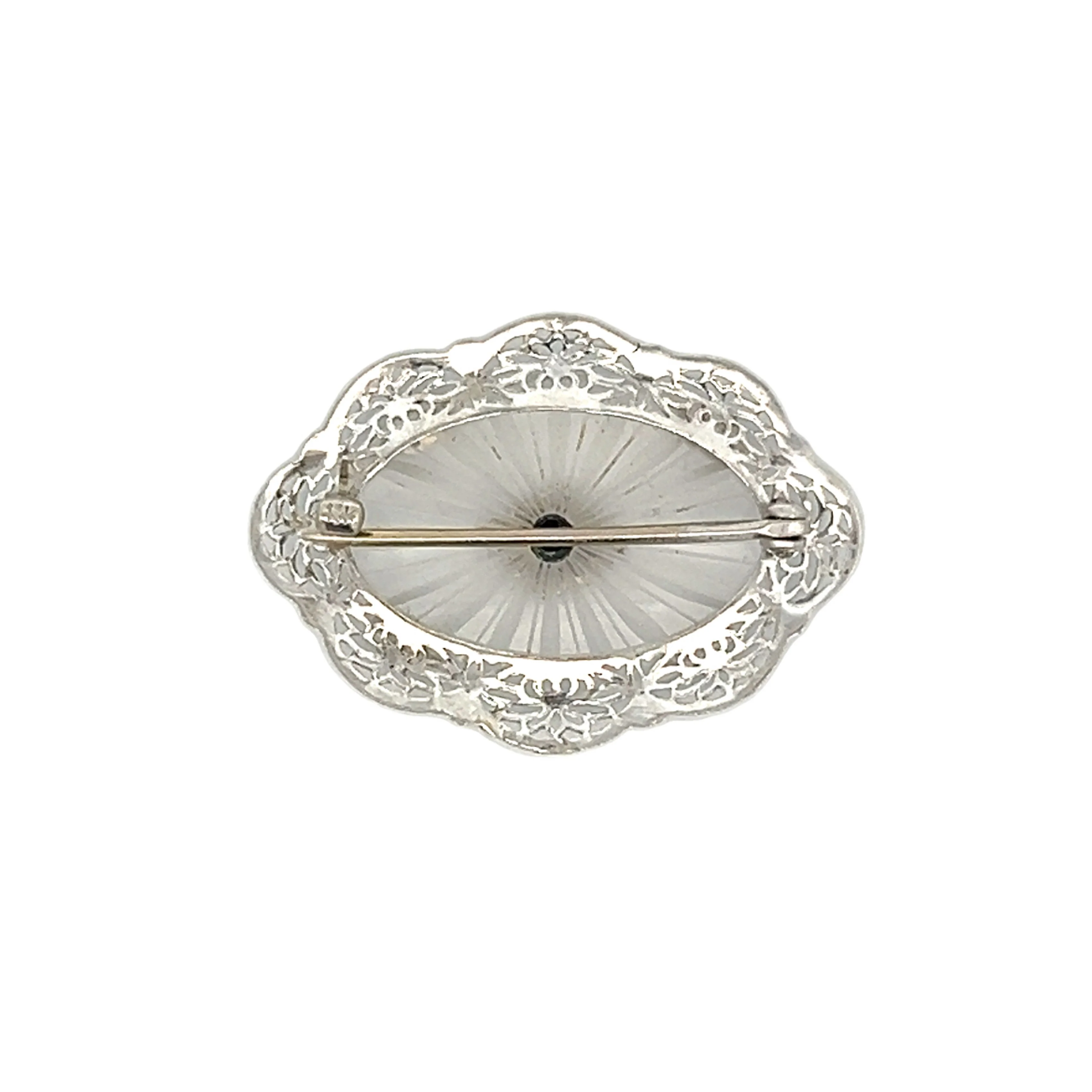 Antique Art Deco Camphor Glass Brooch in 14k - Image 2