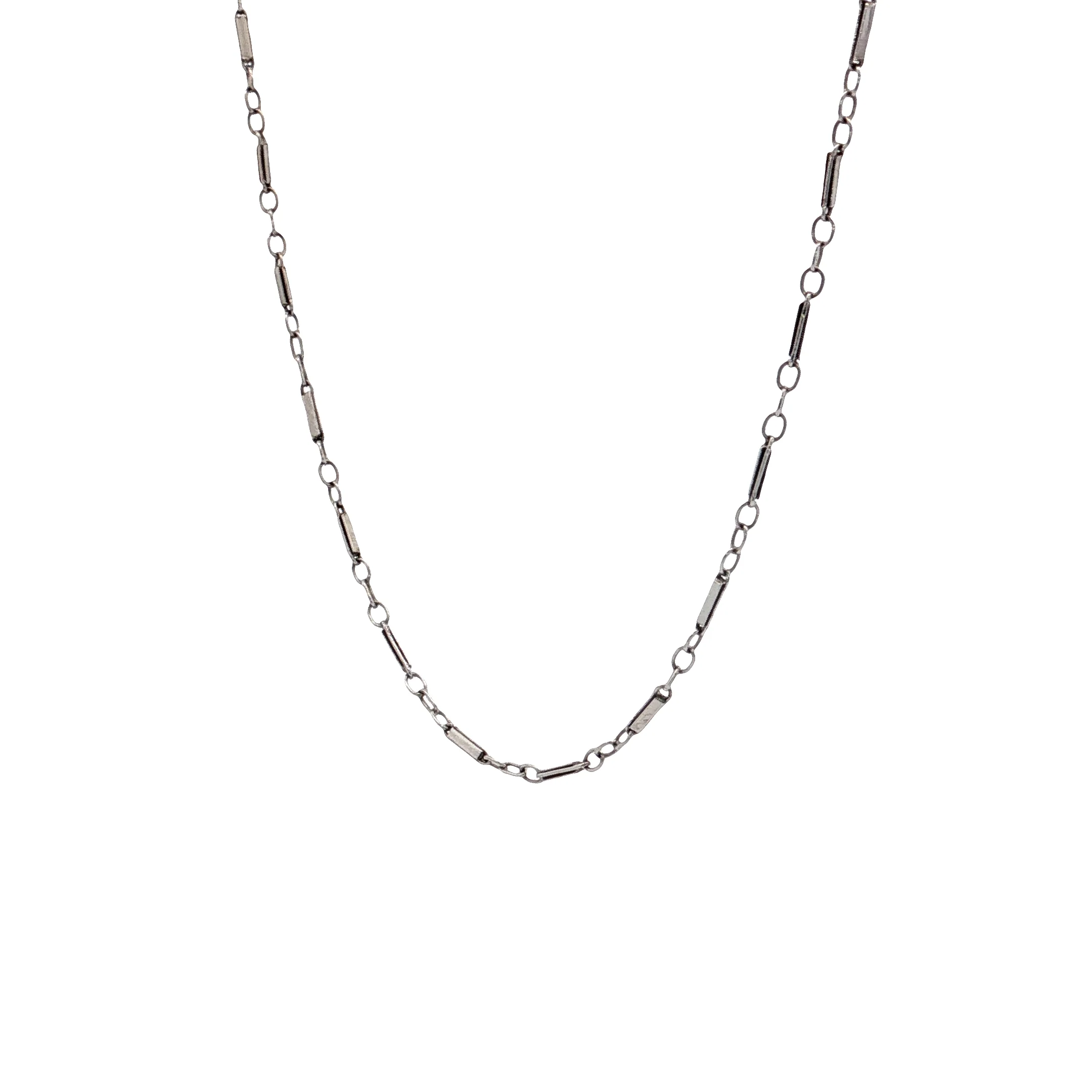 Antique Art Deco Chain Necklace in 14k White Gold - Image 2