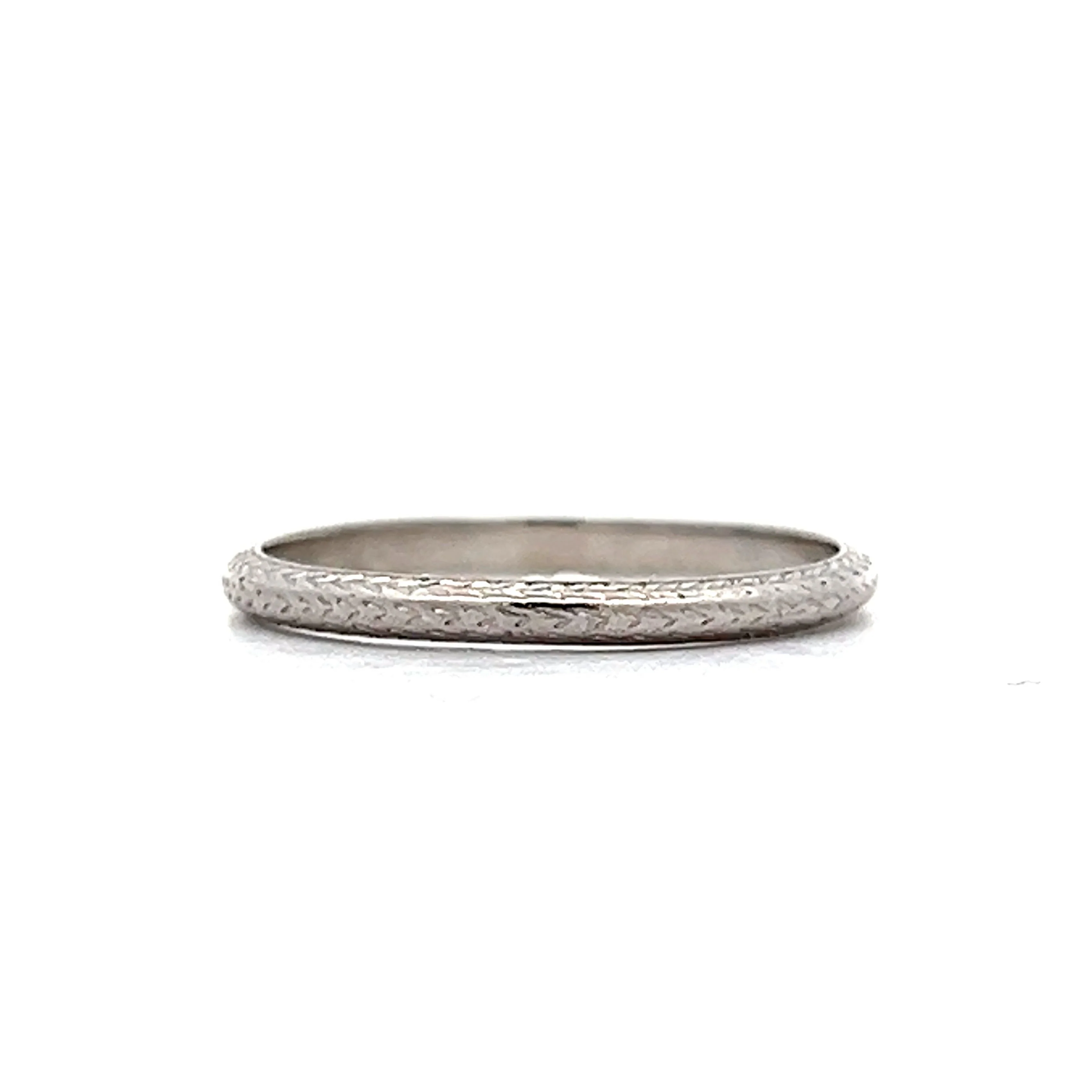 Antique Art Deco Chevron Wedding Band in Platinum - Image 2