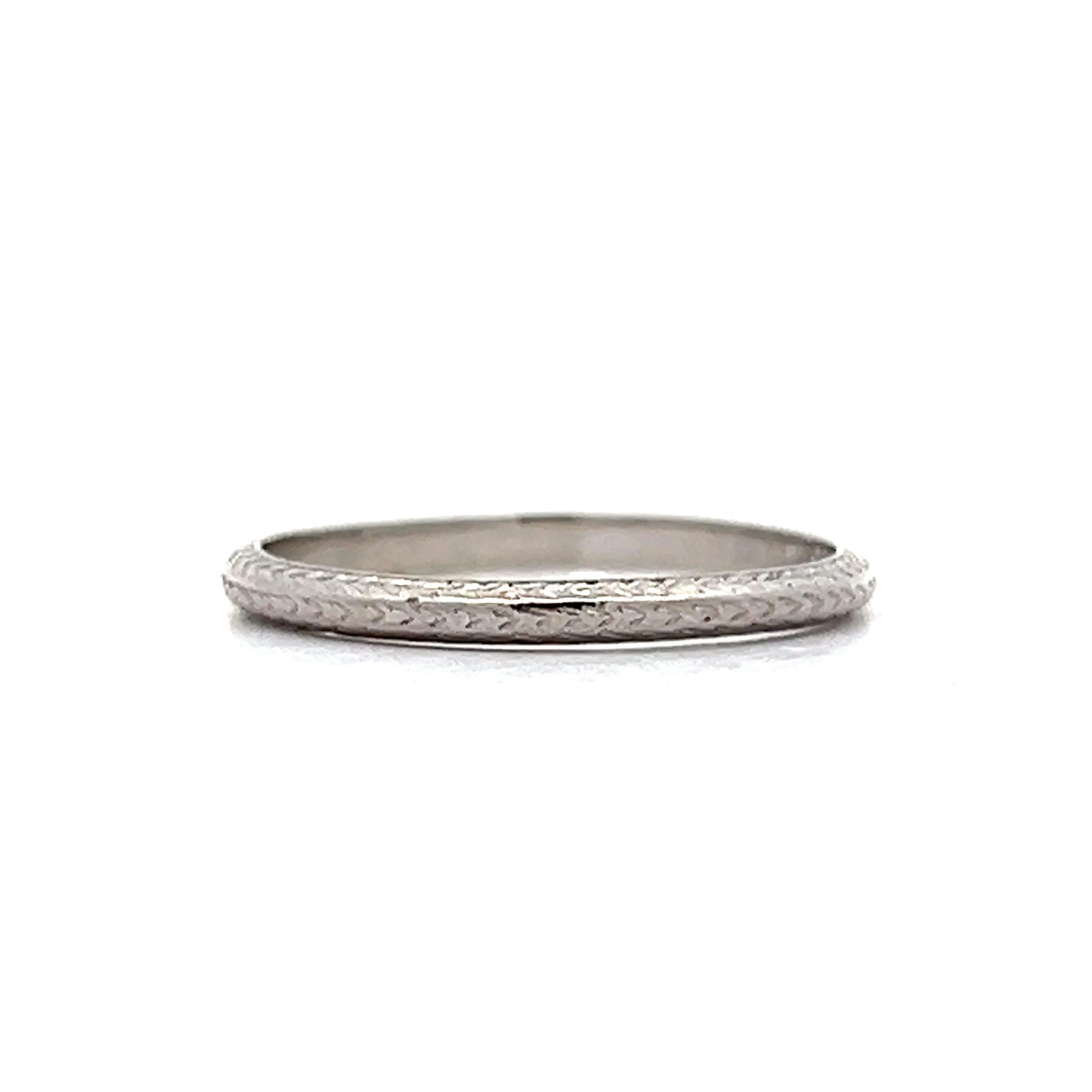 Antique Art Deco Chevron Wedding Band in Platinum - Image 3