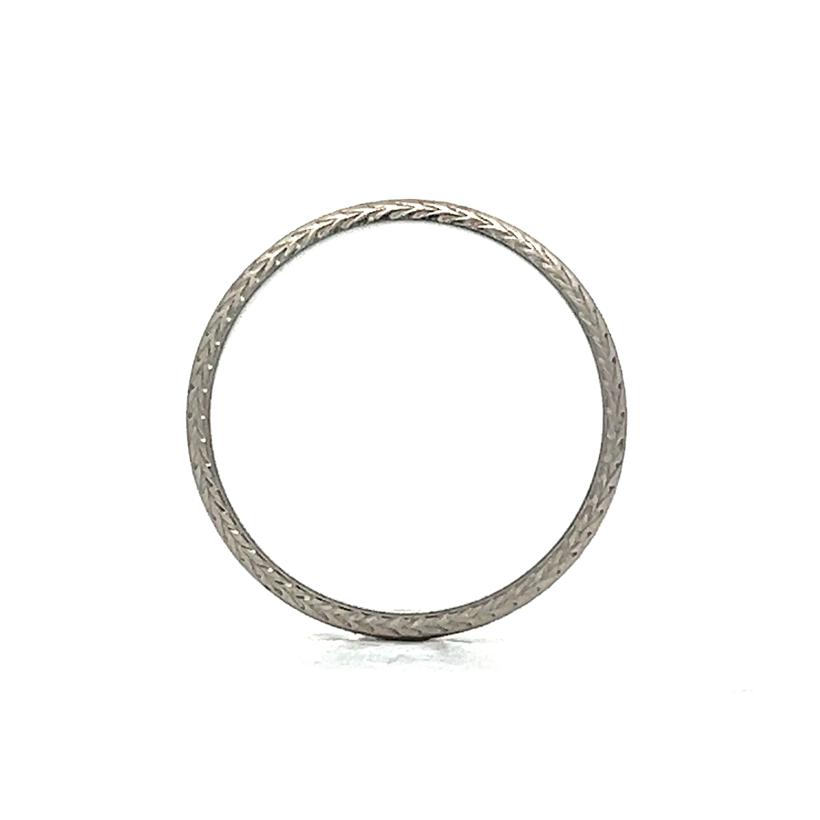 Antique Art Deco Chevron Wedding Band in Platinum - Image 4