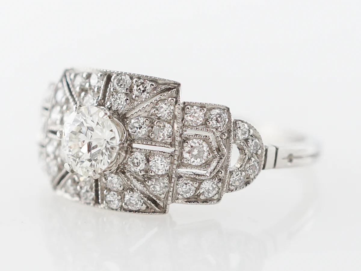 Antique Art Deco Diamond Engagement Ring in Platinum - Image 2
