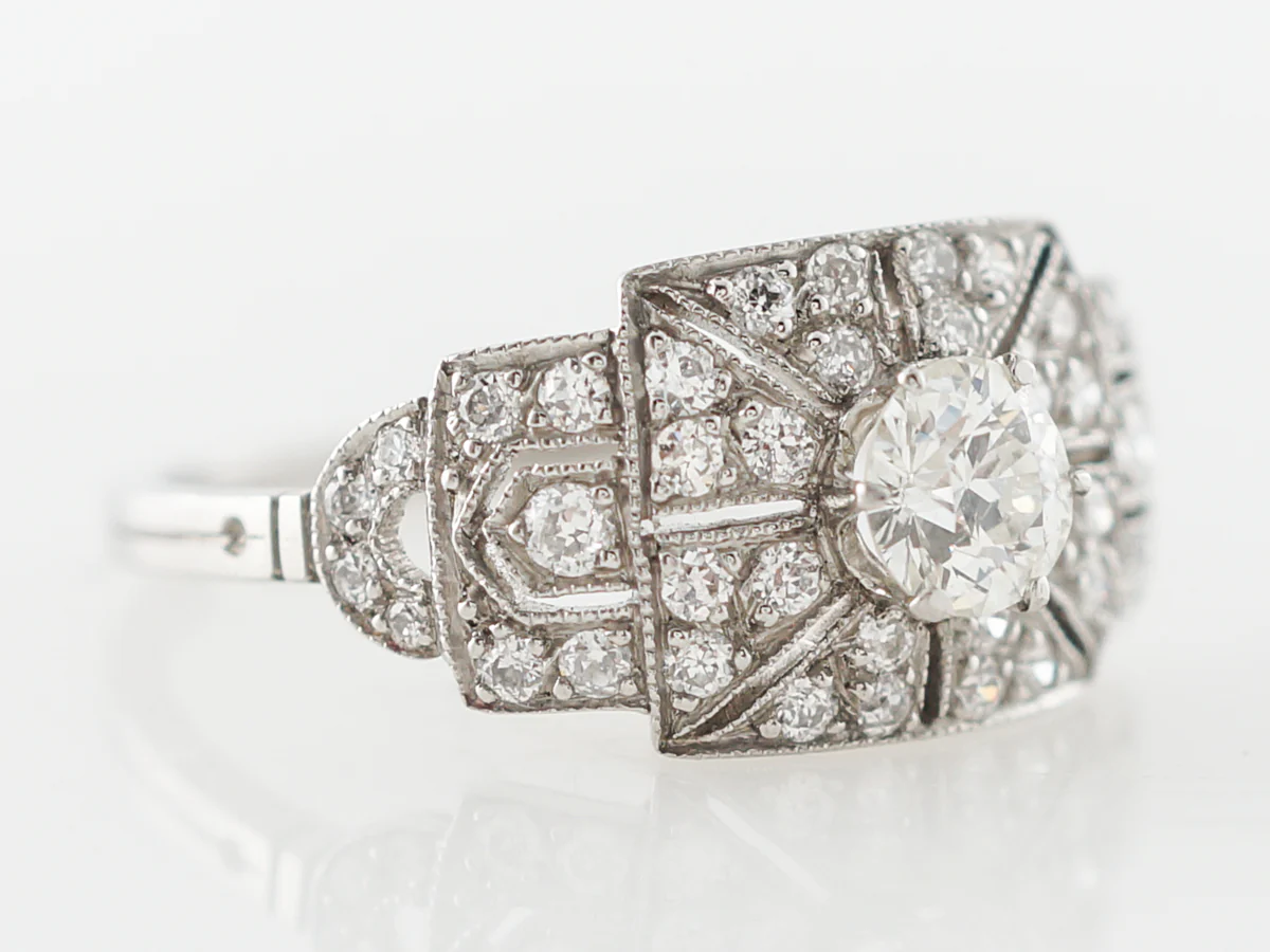 Antique Art Deco Diamond Engagement Ring in Platinum - Image 3