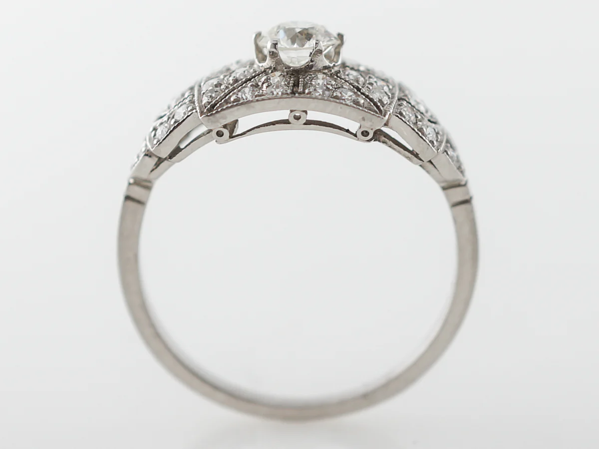 Antique Art Deco Diamond Engagement Ring in Platinum - Image 4